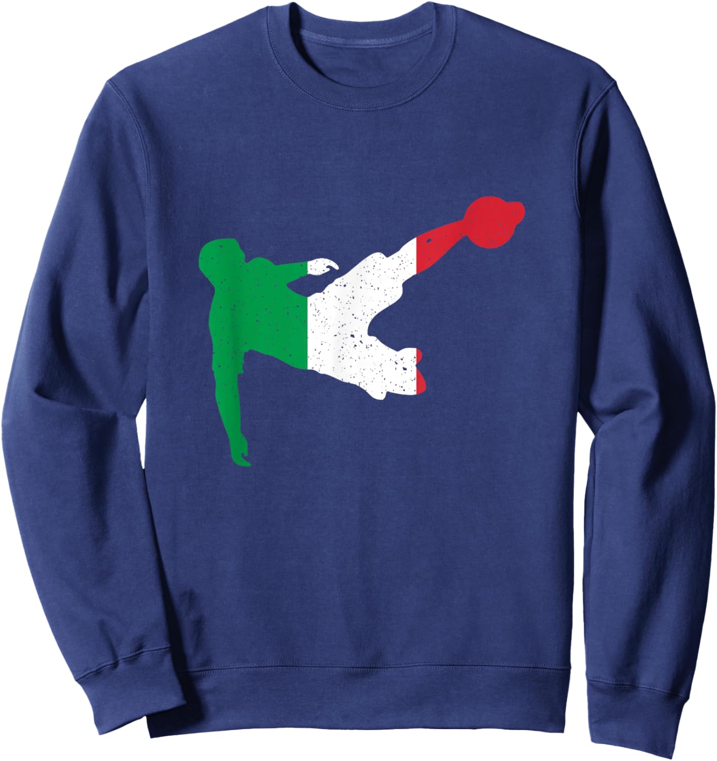 Vintage Italy Flag In Football Soccer Player Silhouette Sweatshirt - Sweatshirt | Navy