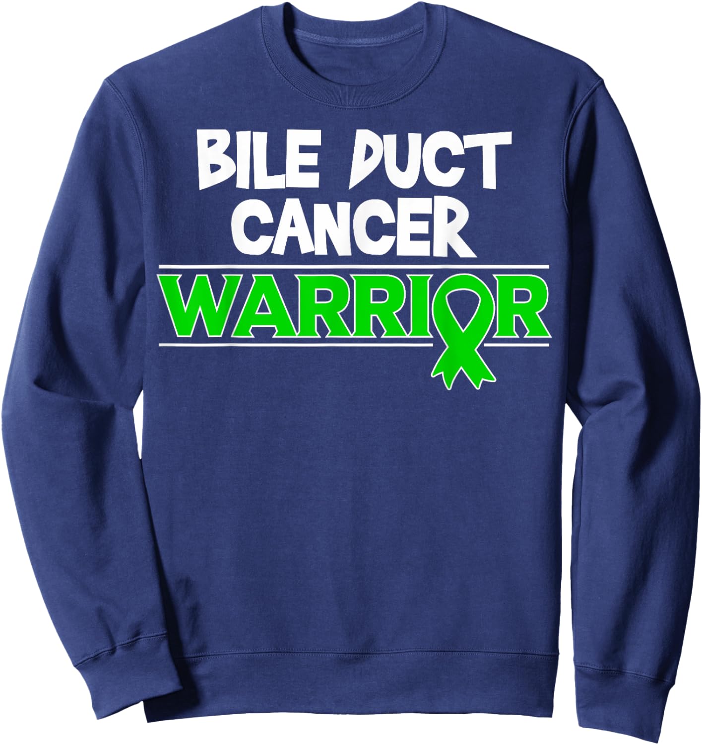 Bile Duct Cancer Awareness Gift Green Ribbon Sweatshirt - Sweatshirt | Navy