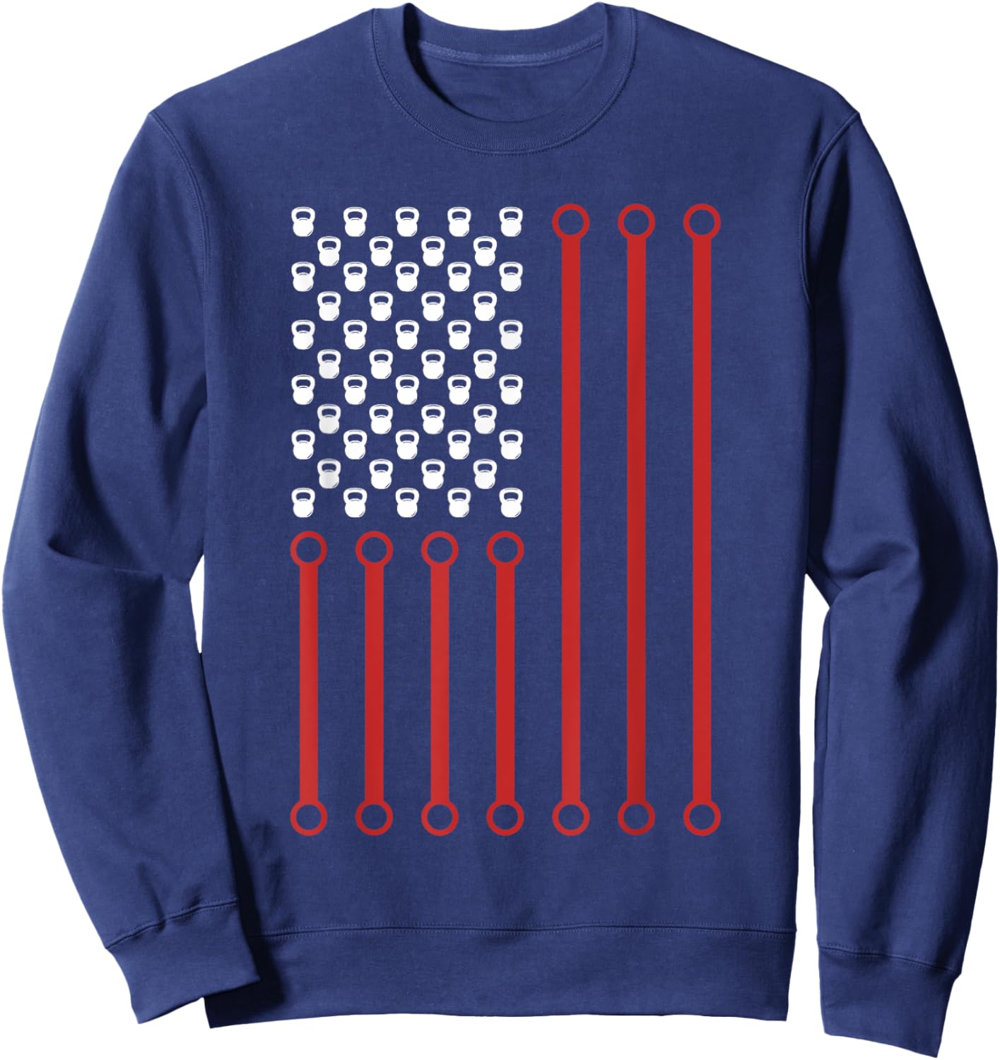 Kettlebell Workout American Flag Fitness Training Kettlebell Sweatshirt - Sweatshirt | Navy