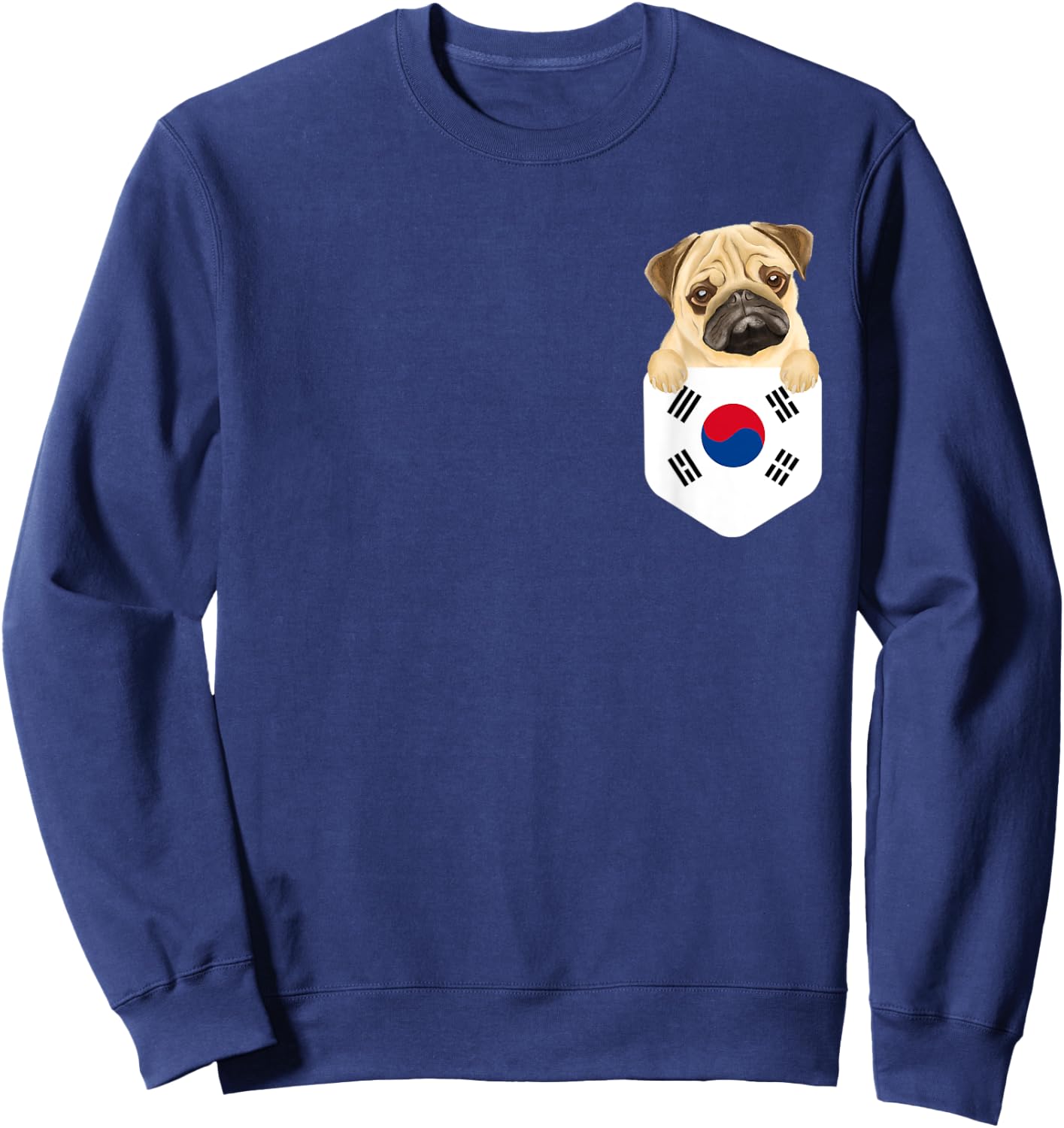 South Korea Flag Pug Dog In Pocket Men Women Kids Sweatshirt - Sweatshirt | Navy