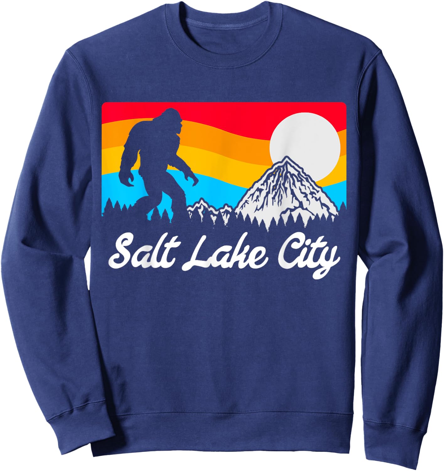 Salt Lake City Utah Vintage Bigfoot Souvenir Design Sweatshirt - Sweatshirt | Navy