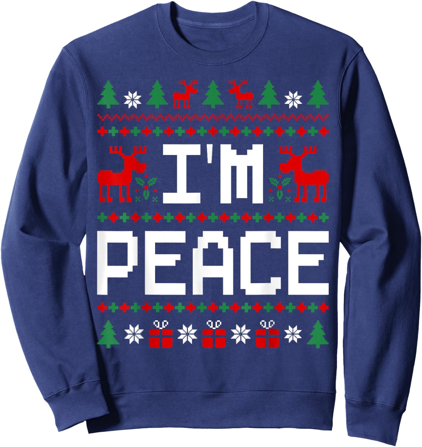 Couples Ugly Christmas Sweaters I Come In Peace I'm Peace Sweatshirt - Sweatshirt | Navy