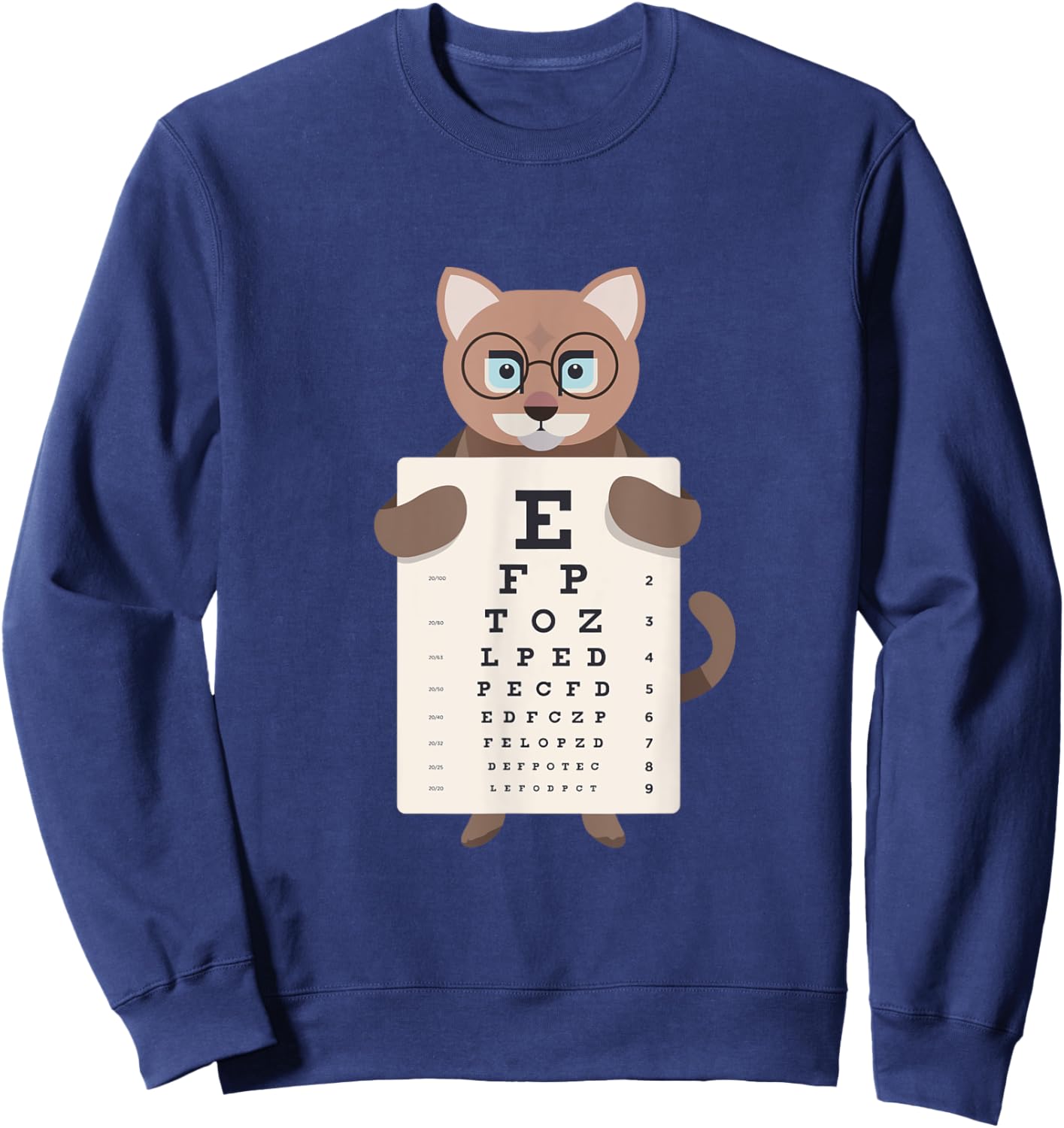 Funny Eye Test for Opticians Eye Doctor Cat Sweatshirt - Sweatshirt | Navy