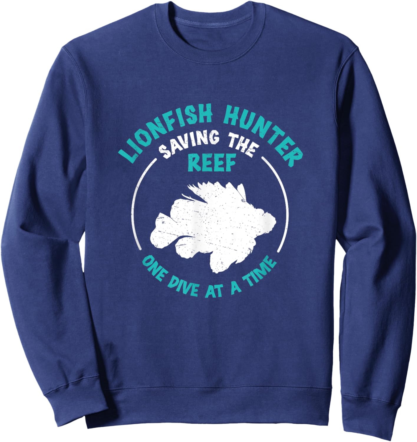 Funny Lionfish Hunter Saving The Reef One Dive At A Time Sweatshirt - Sweatshirt | Navy