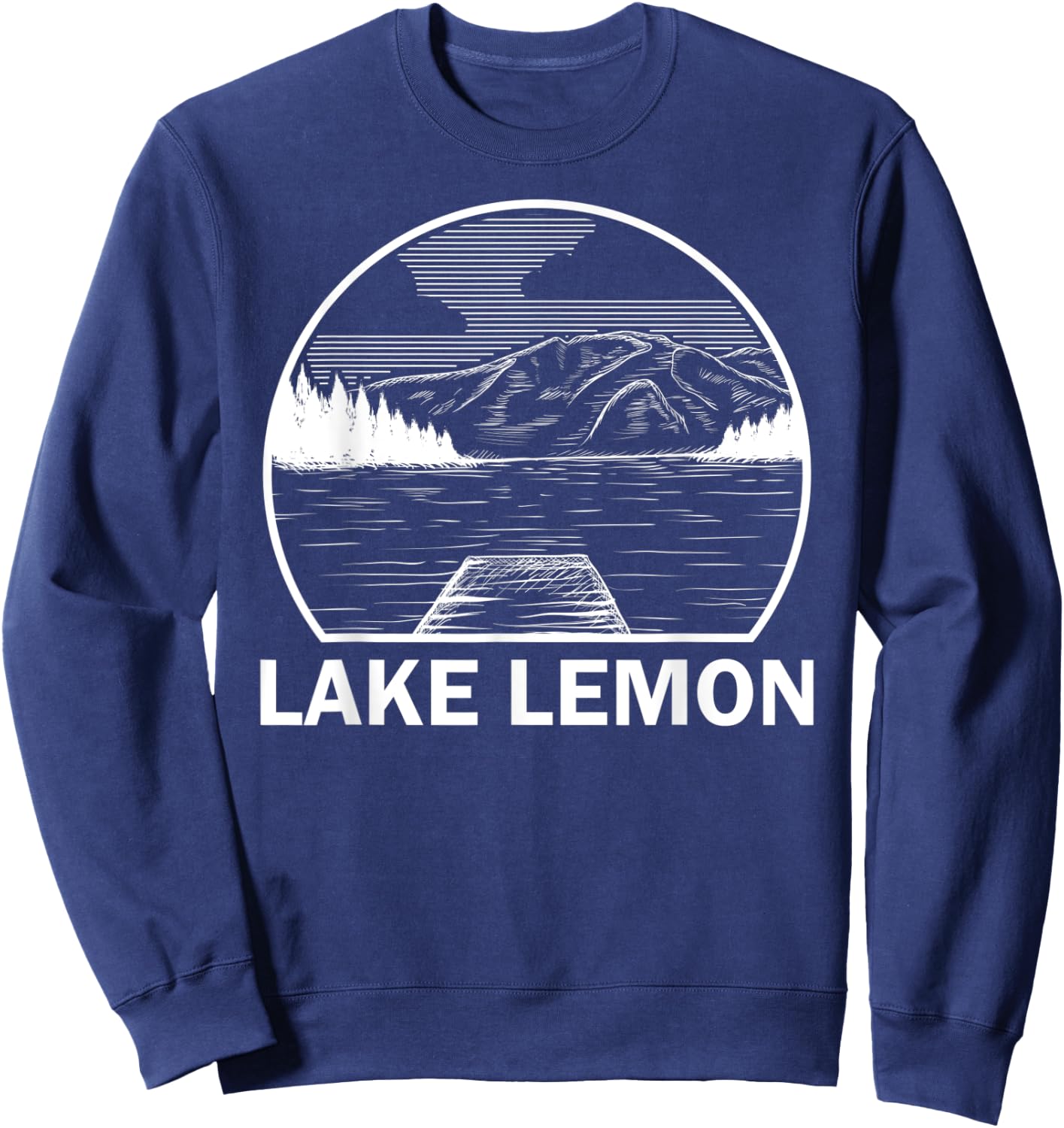 LAKE LEMON INDIANA Funny Fishing Camping Summer Gift Sweatshirt - Sweatshirt | Navy