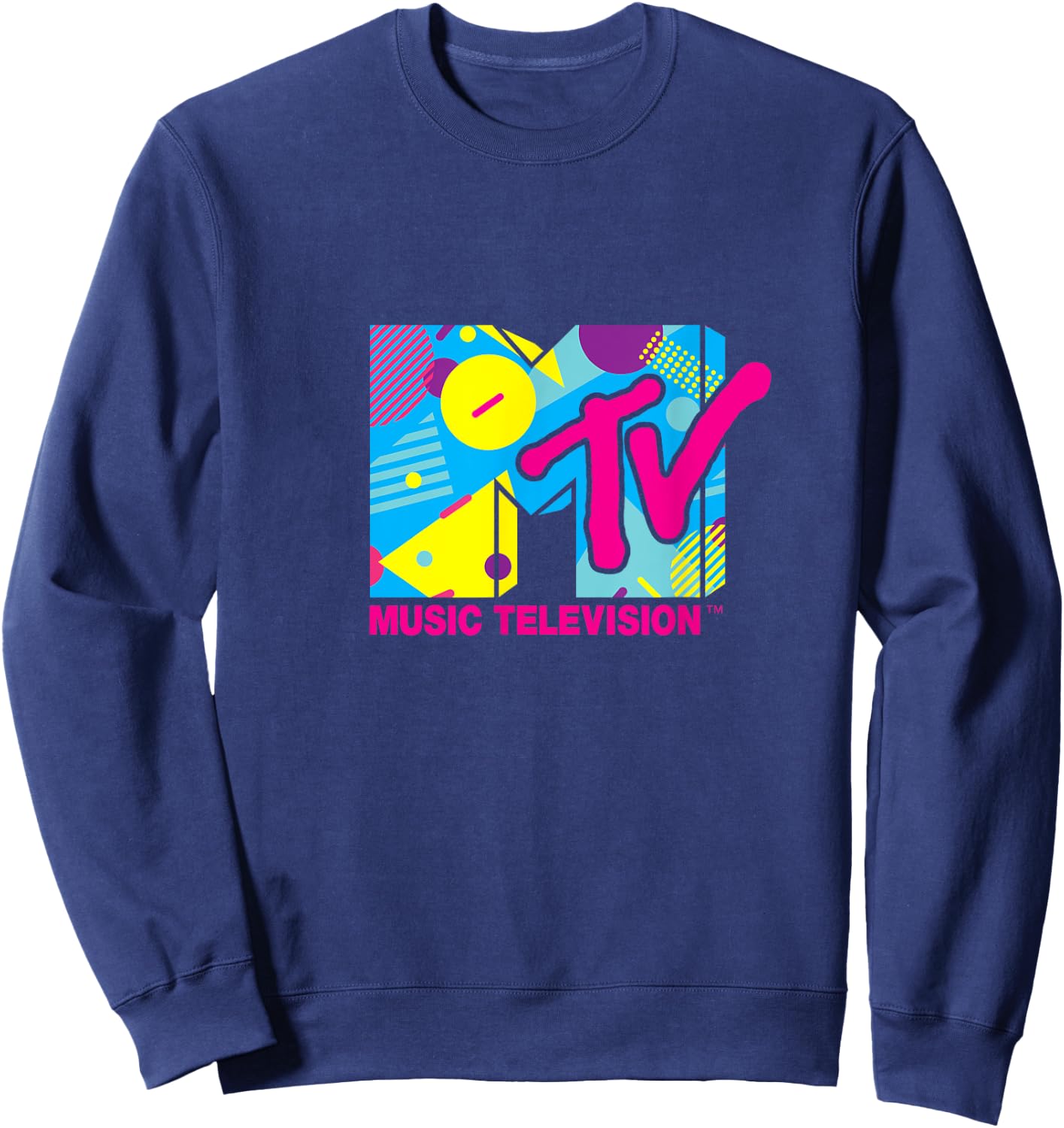 Mademark x MTV - MTV Logo Retro 1980s Spring Break Retro Sweatshirt - Sweatshirt | Navy
