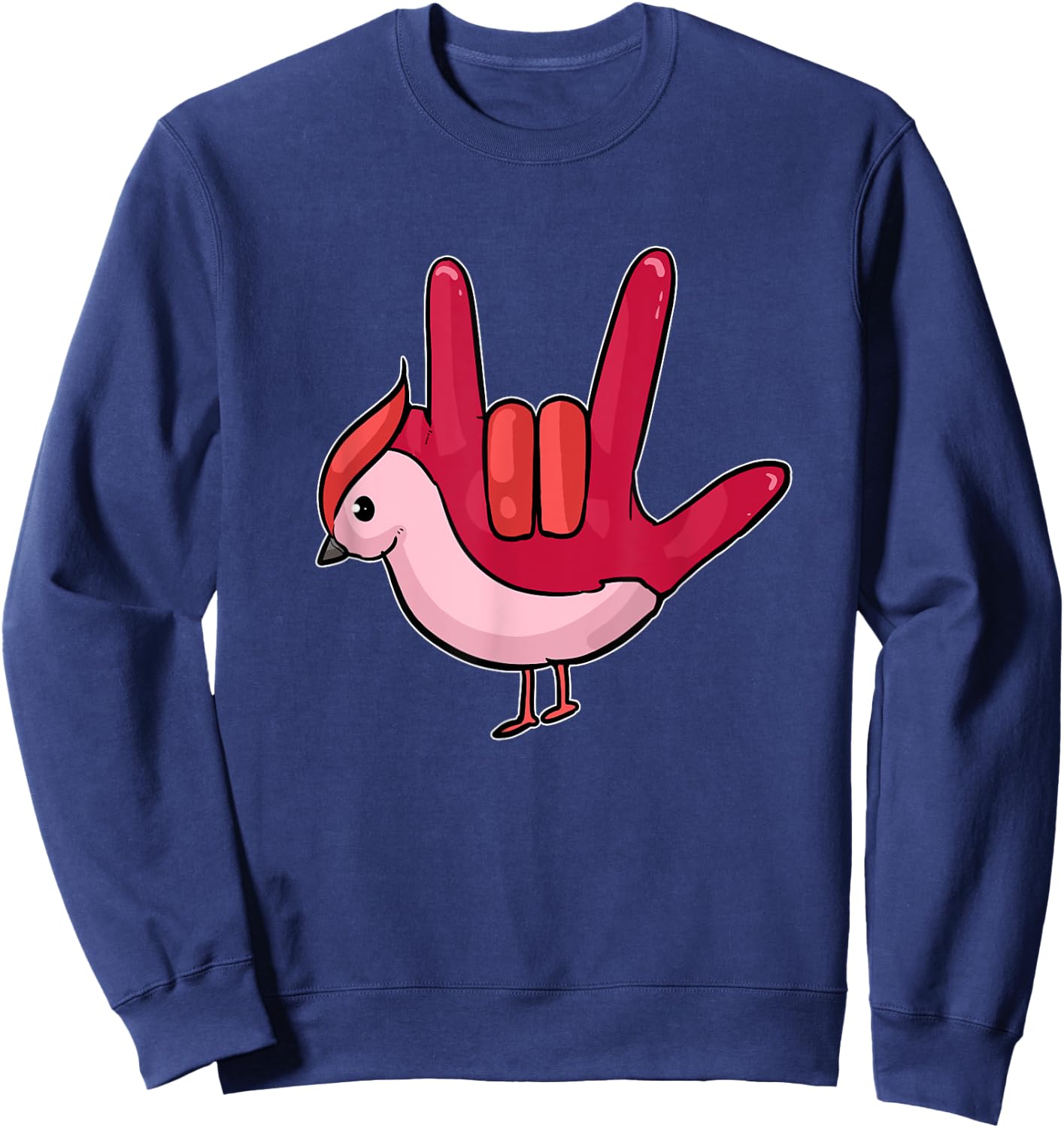 Asl Ily Shirt American Sign Language Bird I love You Gift Sweatshirt - Sweatshirt | Navy