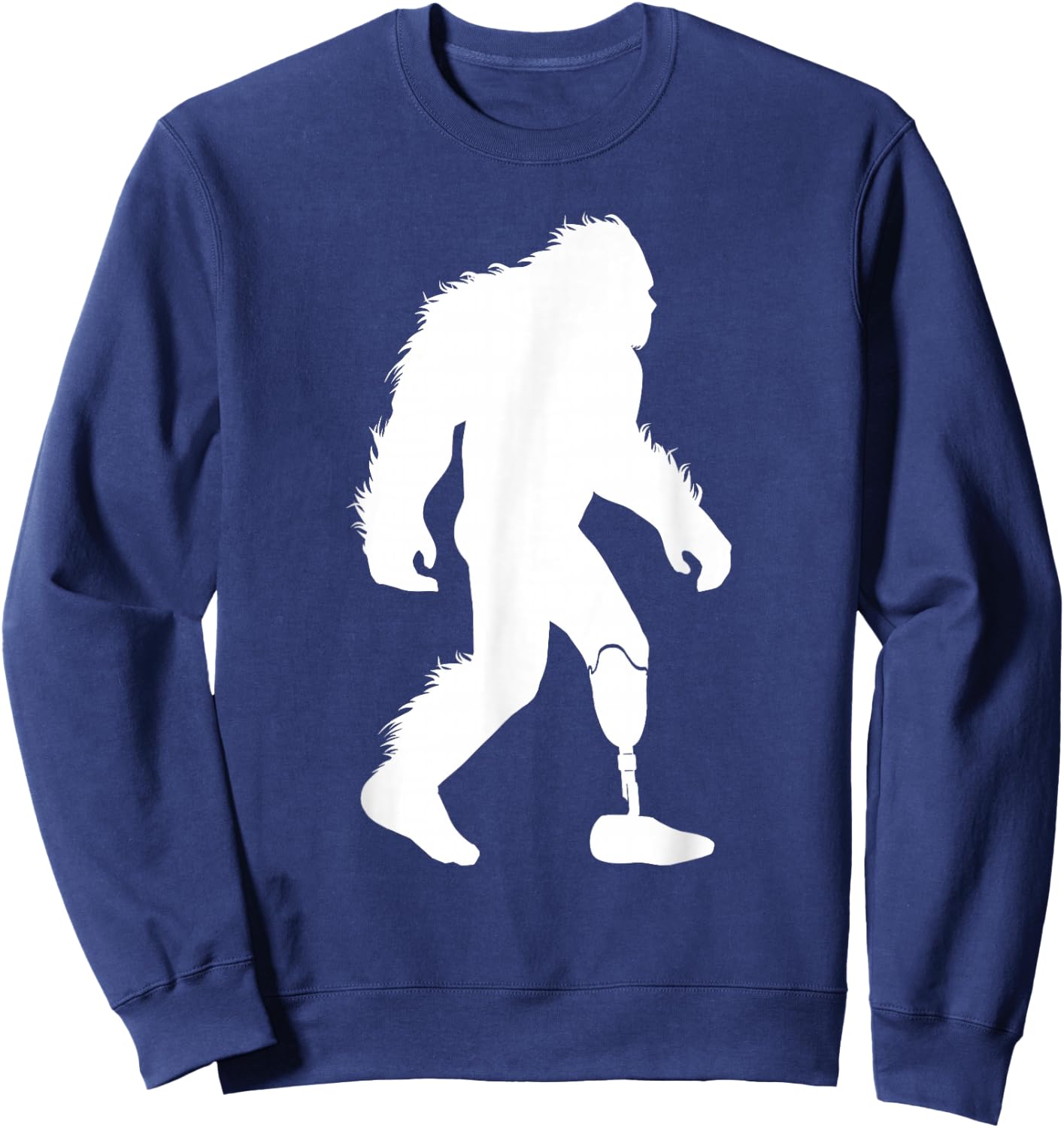 Bigfoot Leg Amputee Sasquatch Wearing Prosthetic Leg Sweatshirt - Sweatshirt | Navy