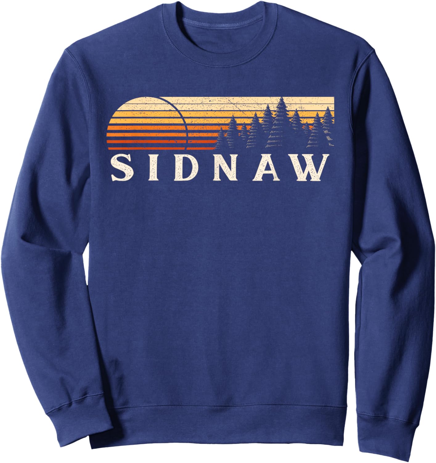 Sidnaw, MI Vintage Evergreen Sunset Eighties Retro Sweatshirt - Sweatshirt | Navy