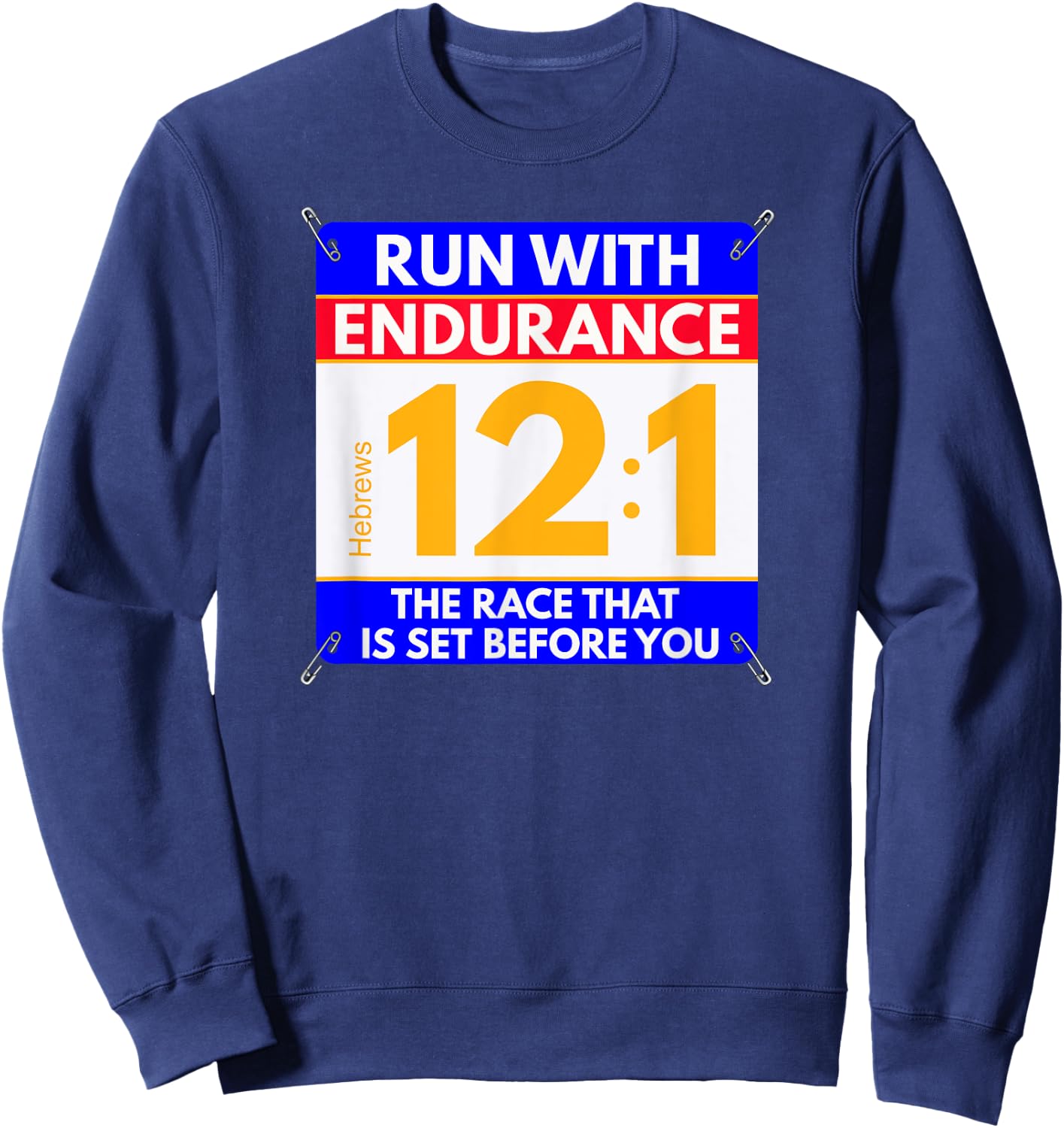 Run the Race of Life, Fun Christian Bible Verse, Runners Sweatshirt - Sweatshirt | Navy