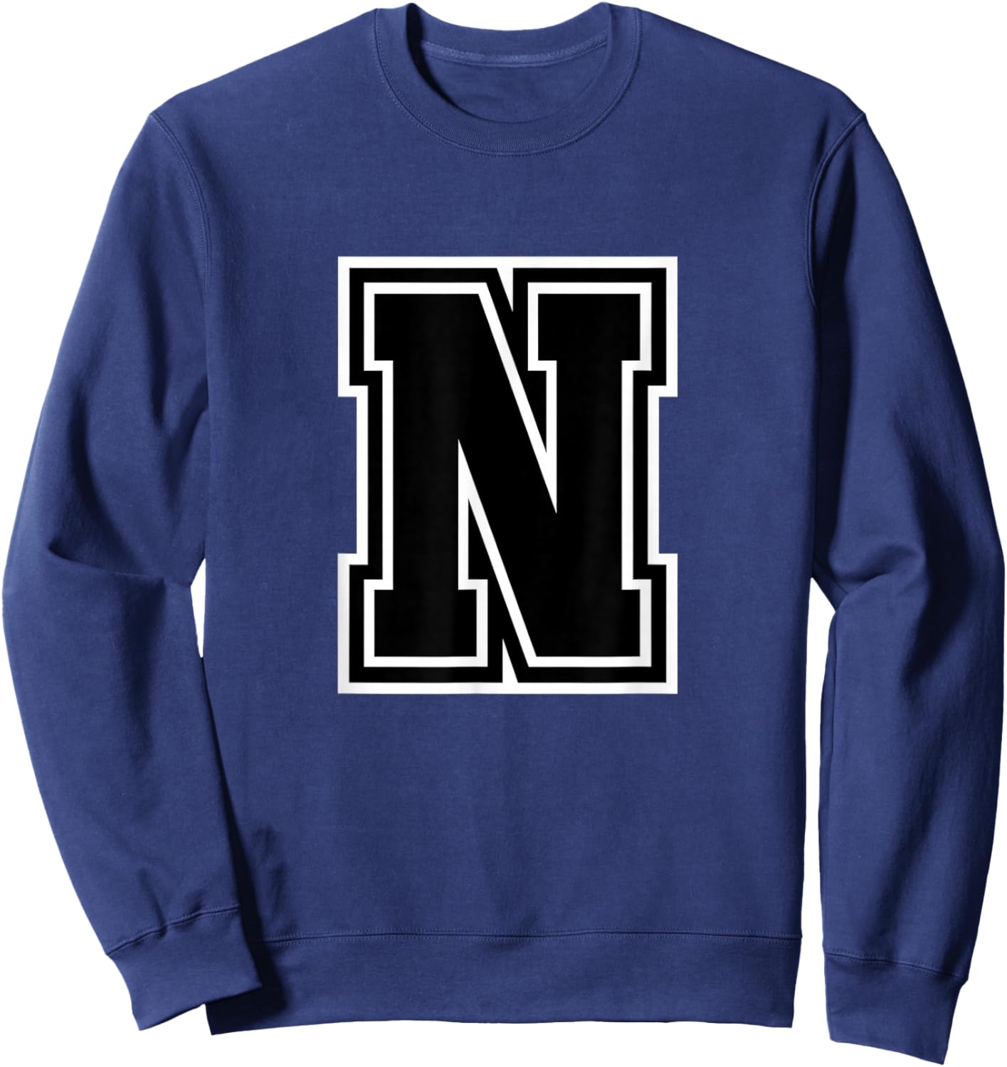 Letter N Black Monogram Initial Sweatshirt - Sweatshirt | Navy