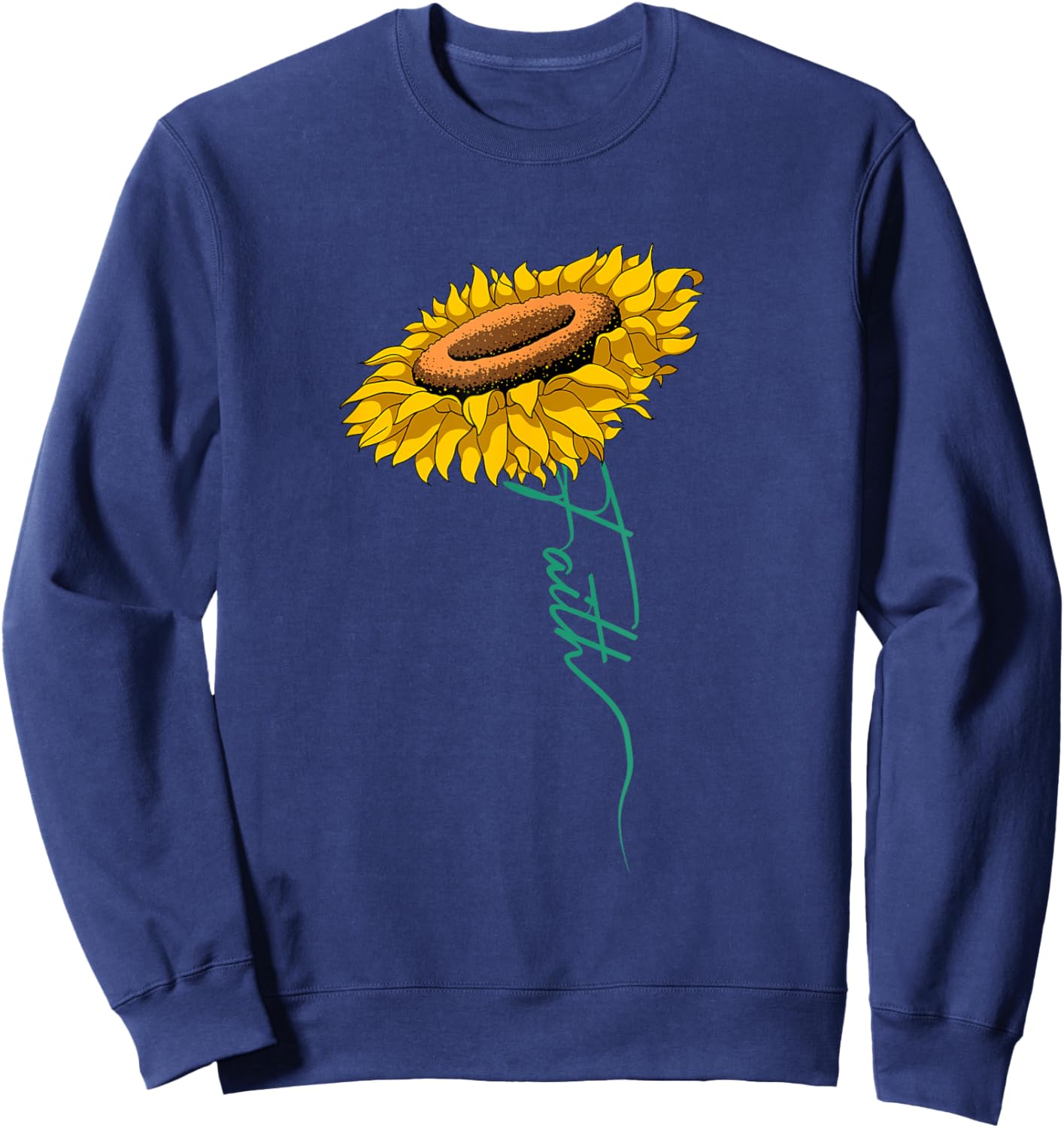 Sunflower Faith Blessed Jesus Sunflower Religious Christian Sweatshirt - Sweatshirt | Navy