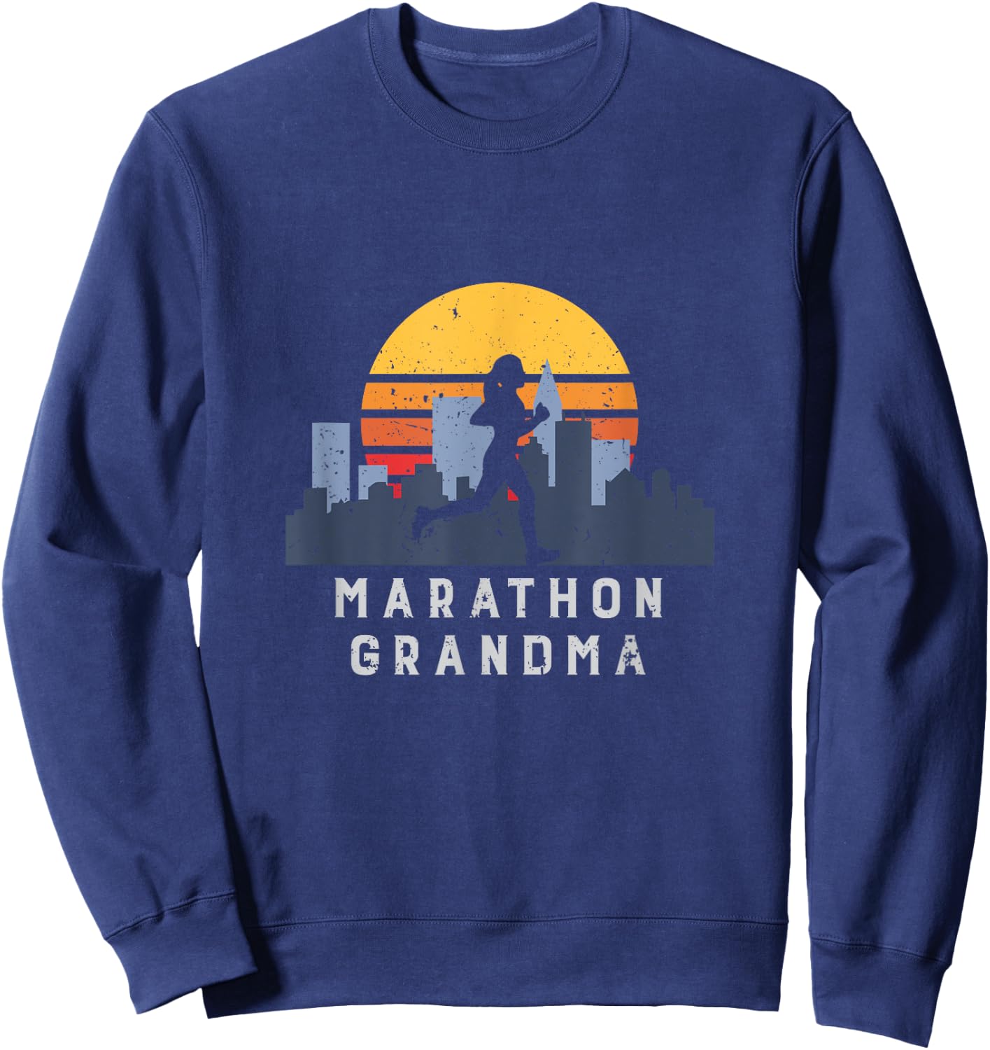 Marathon Run Grandma Vintage Retro Sweatshirt - Sweatshirt | Navy