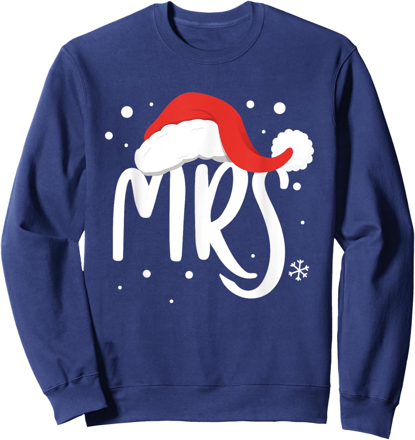 Matching Couples Mr Mrs Wedding Christmas Ugly Santa Hat Sweatshirt - Sweatshirt | Navy