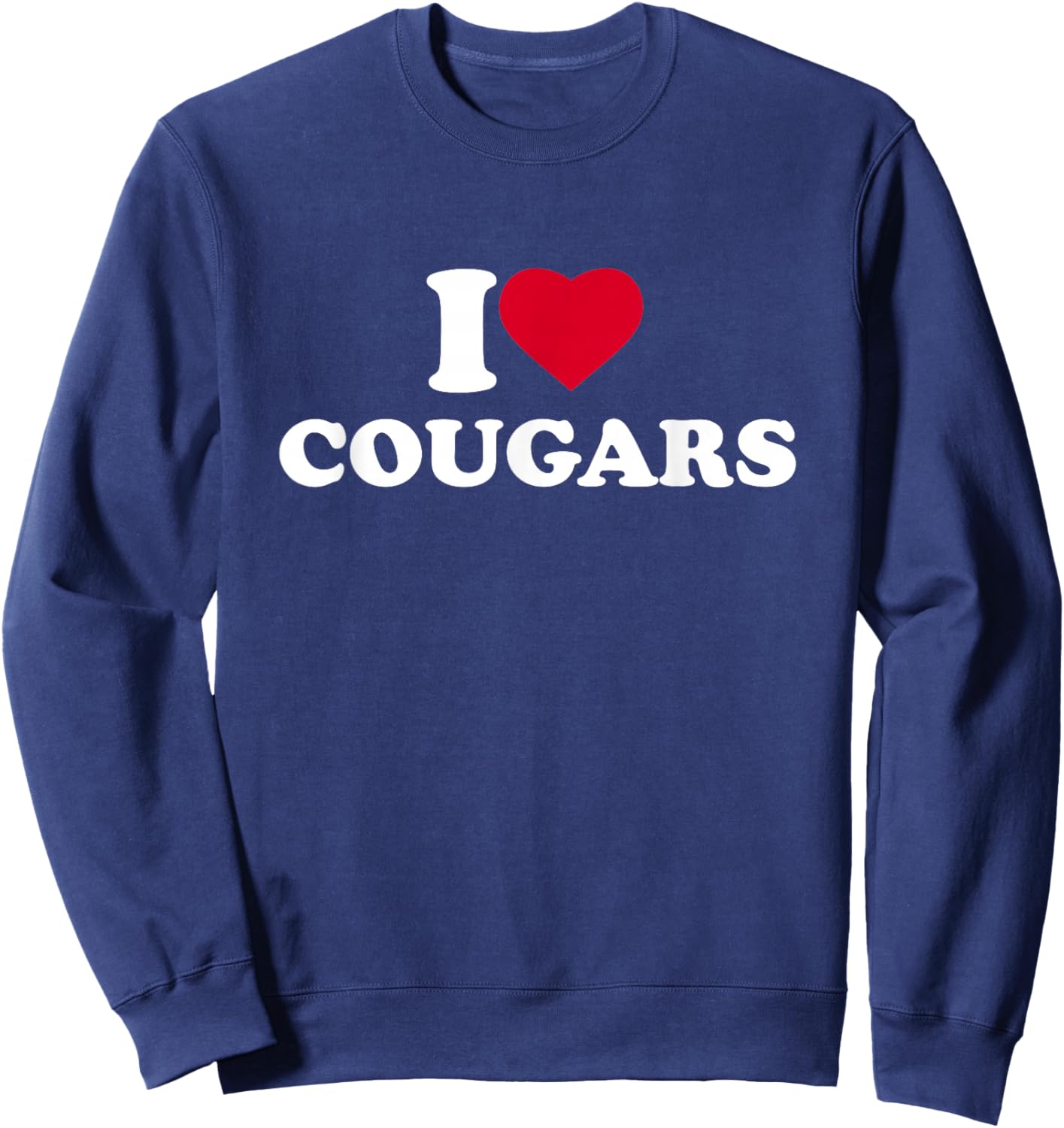 I Love Cougars Heart Animal Lover Sweatshirt - Sweatshirt | Navy