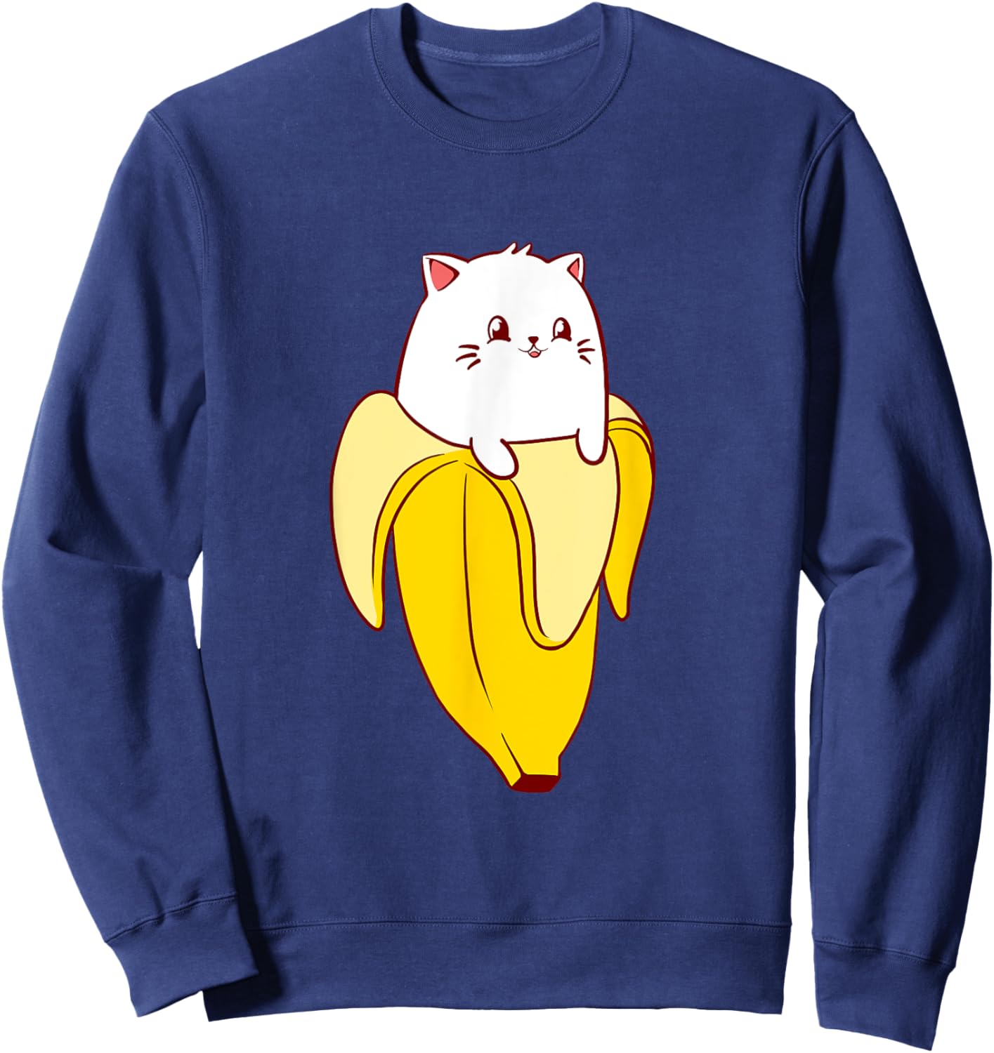 Cat Banana Kitten Lover Funny Kawaii Neko Pet Owner Men Women Girls Kids Sweatshirt - Sweatshirt | Navy