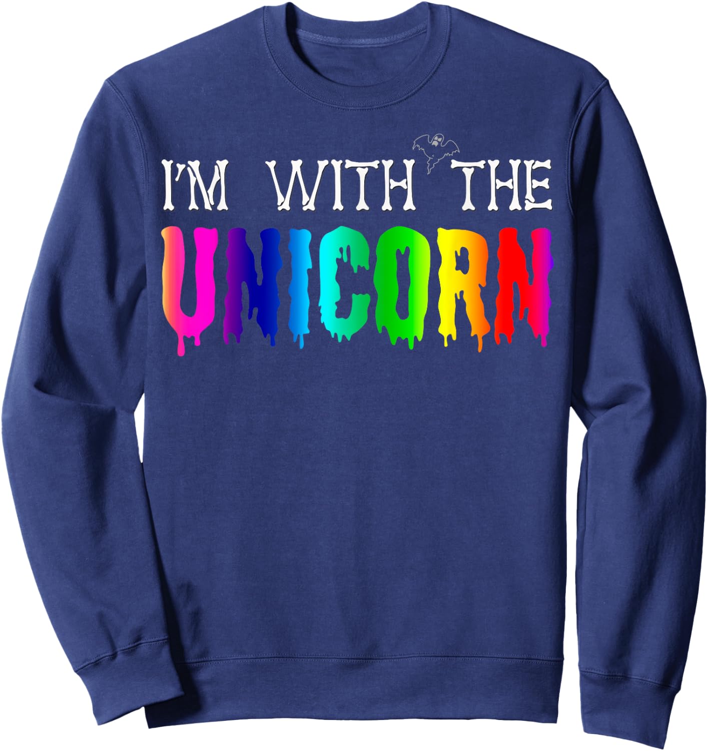 I'm With Unicorn Funny Rainbow Couple Halloween Cosplay Sweatshirt - Sweatshirt | Navy