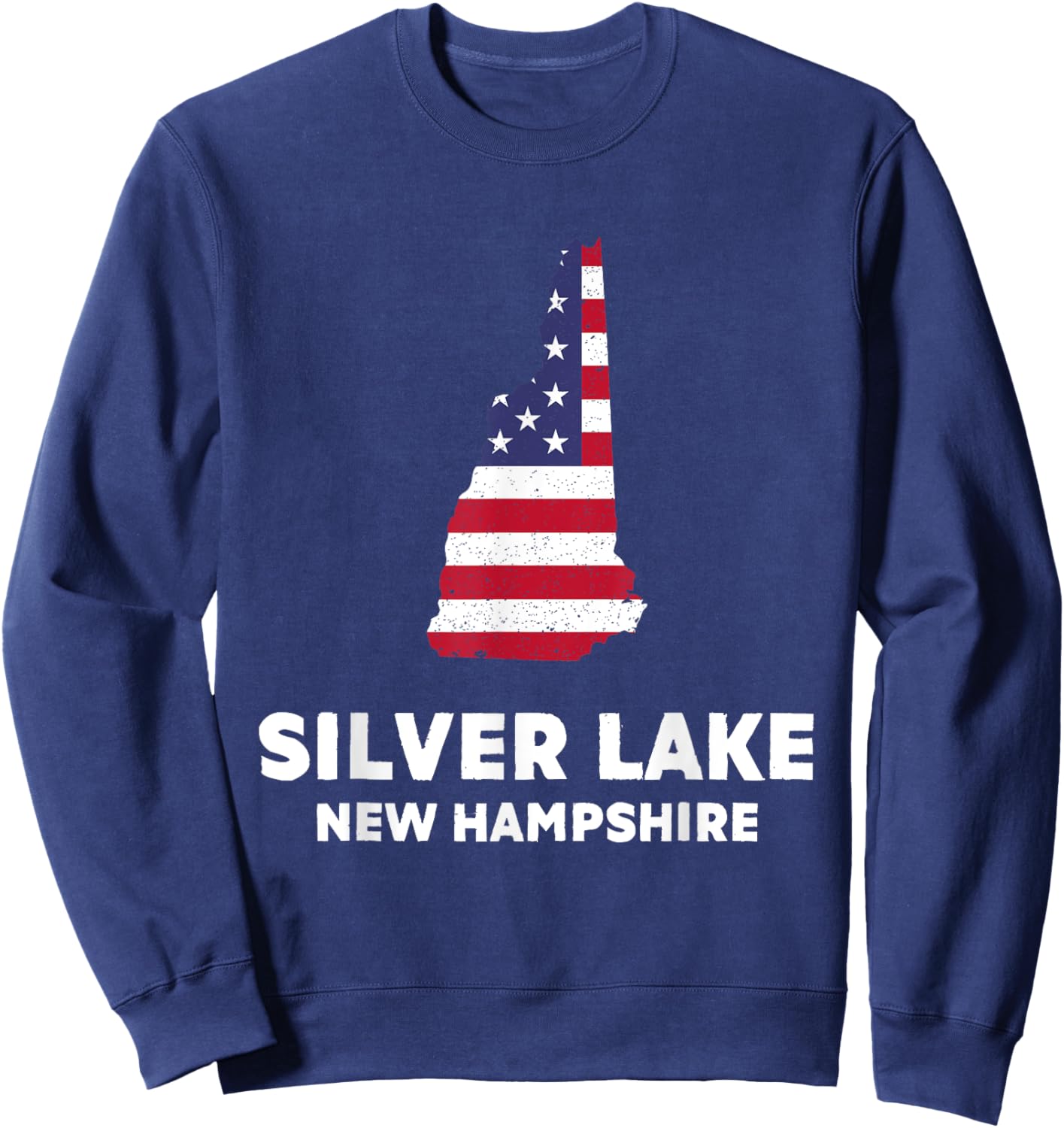 Distressed Patriotic USA Flag Silver Lake, New Hampshire Men Sweatshirt - Sweatshirt | Navy