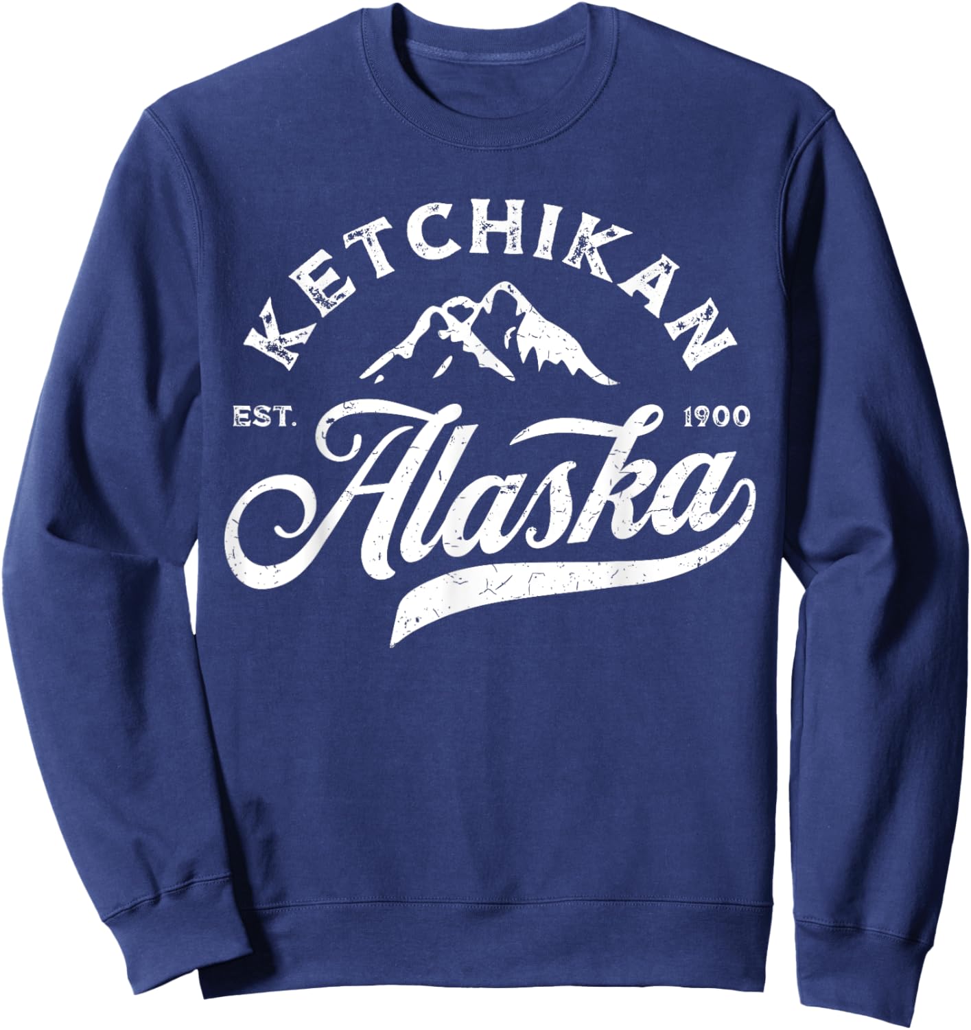 Ketchikan Alaska AK Mountains Vintage Vacation Souvenir Sweatshirt - Sweatshirt | Navy