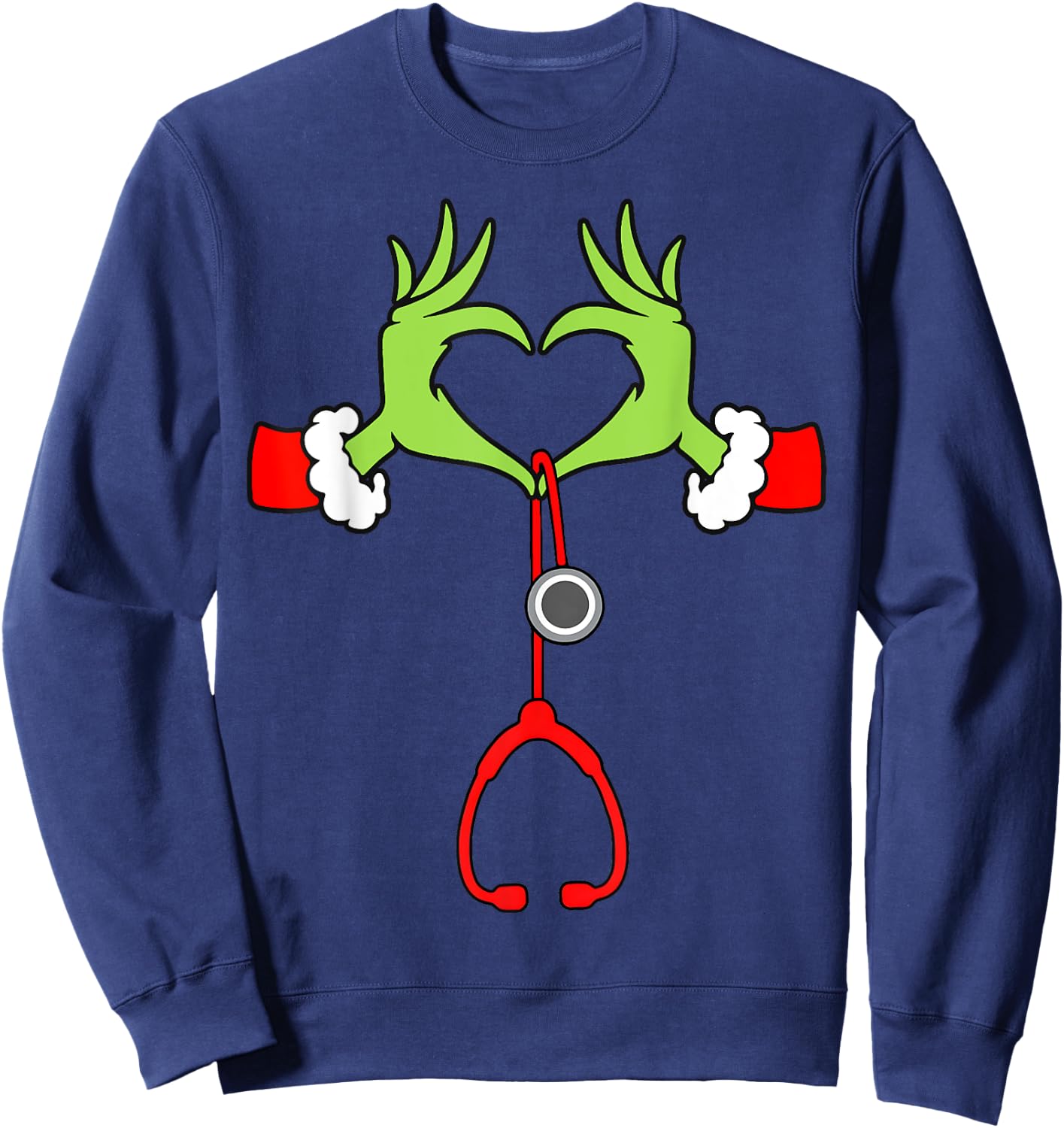 Nurse Christmas Stethoscope Nurses Xmas Pajamas PJs Women Sweatshirt - Sweatshirt | Navy