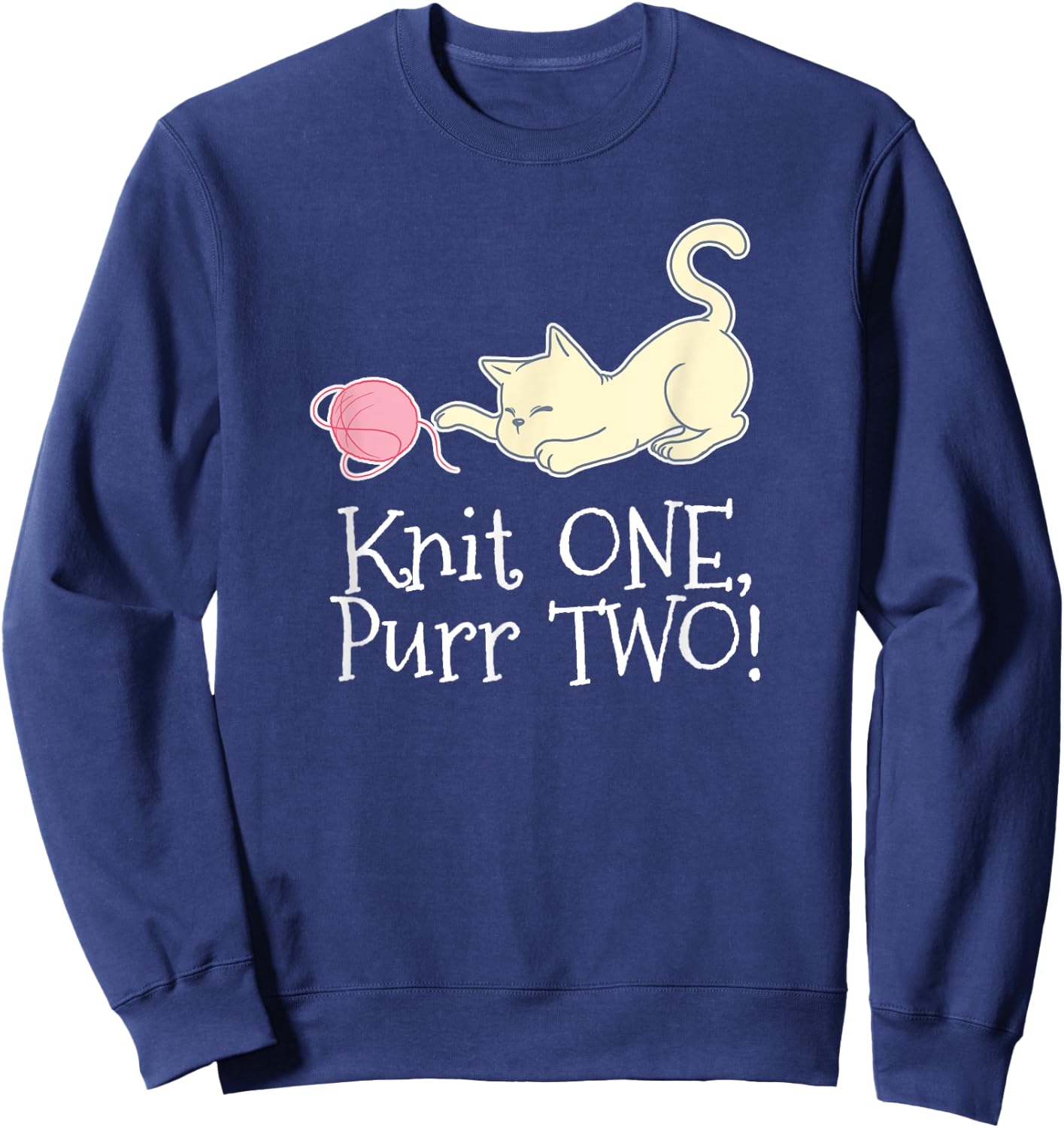 Knit One Purr Two Cat Lover Yarn Crocheting Women Sweatshirt - Sweatshirt | Navy