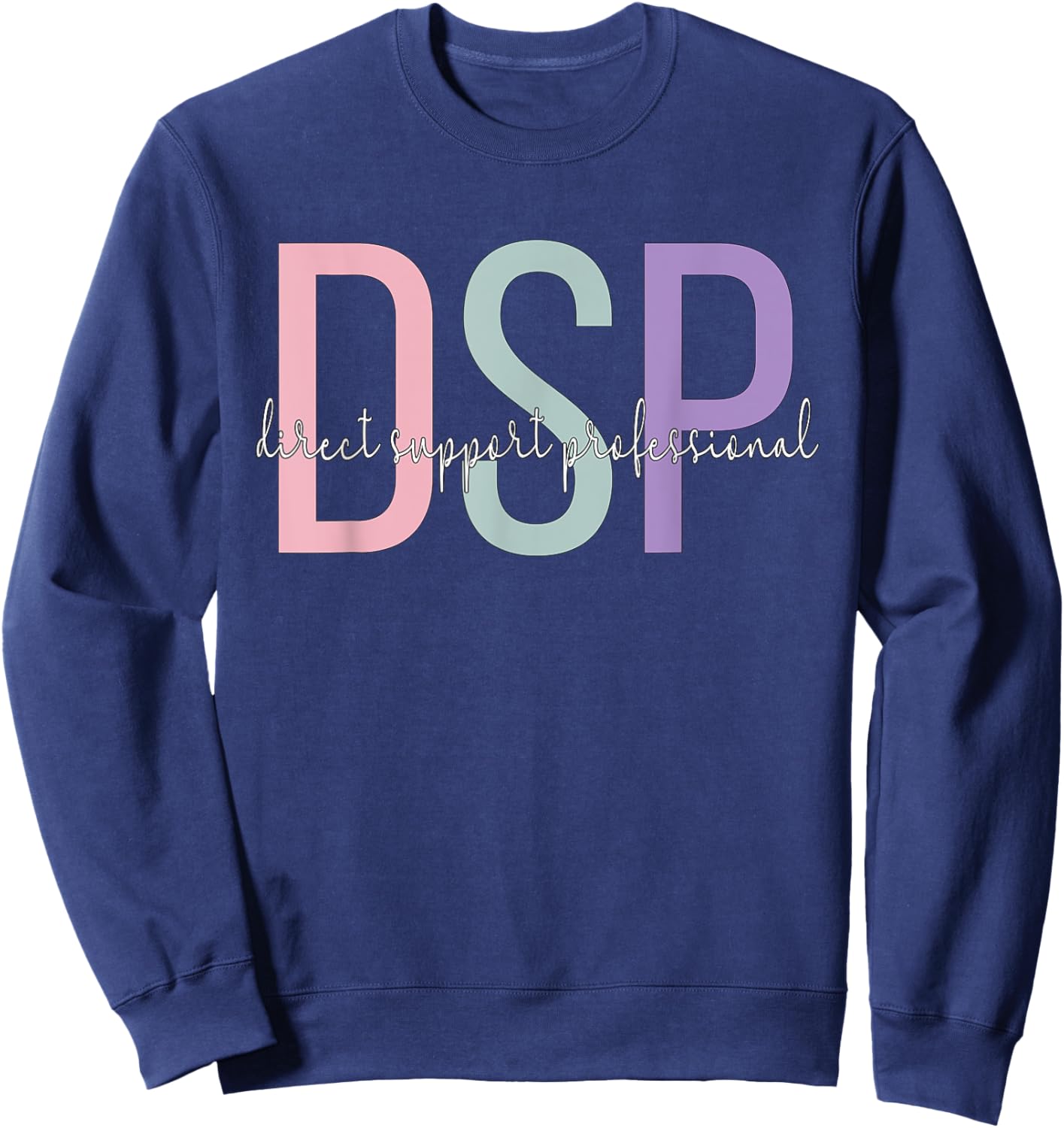 DSP Cute Direct Support Professional Black Women's Classic Fit Modern Classic Round Collar Lace Embellishment Sweatshirt - Sweatshirt | Navy