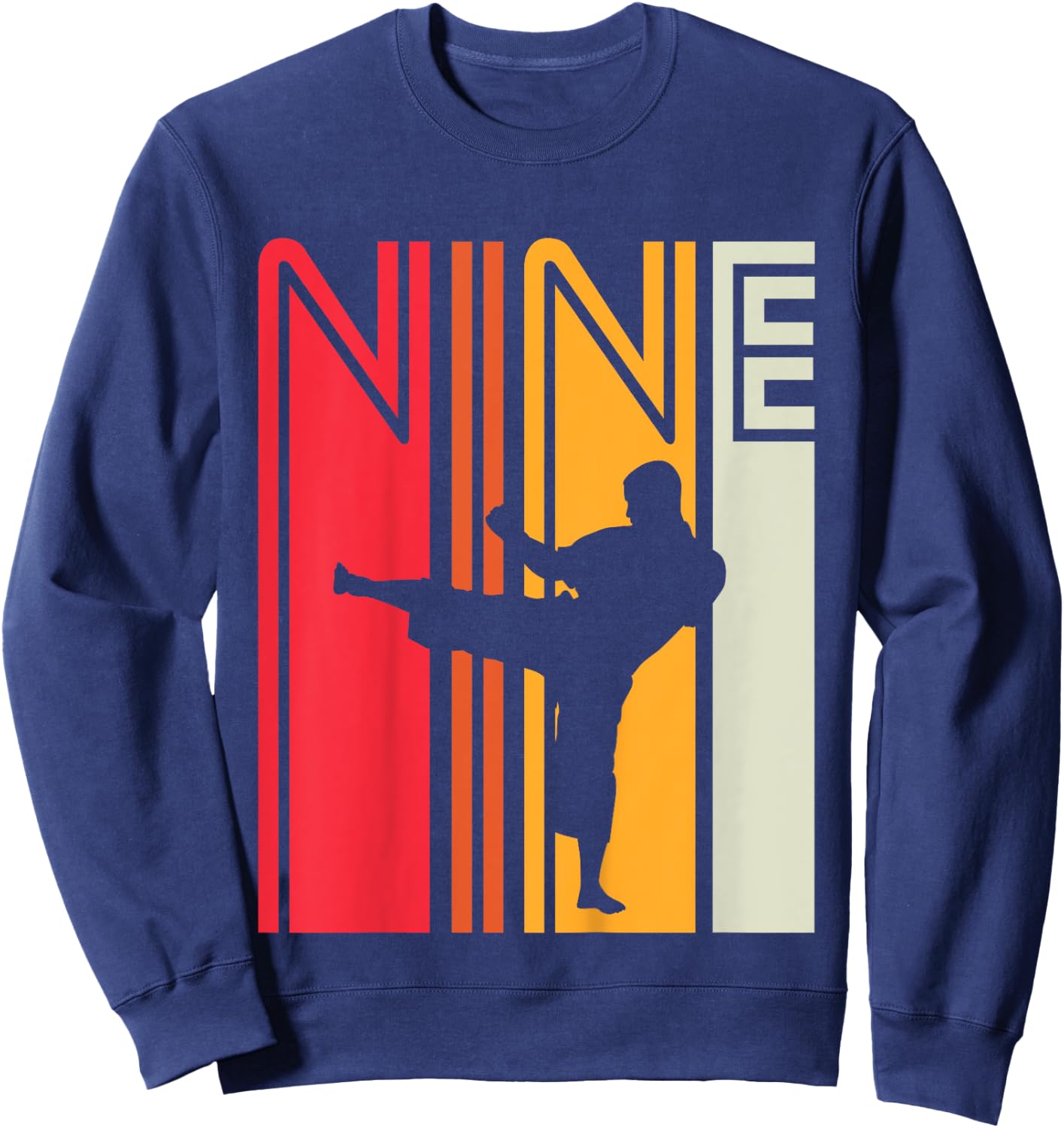 Kids 9th Birthday Gift Karate Retro Taekwondo Martial Arts Boys Sweatshirt - Sweatshirt | Navy