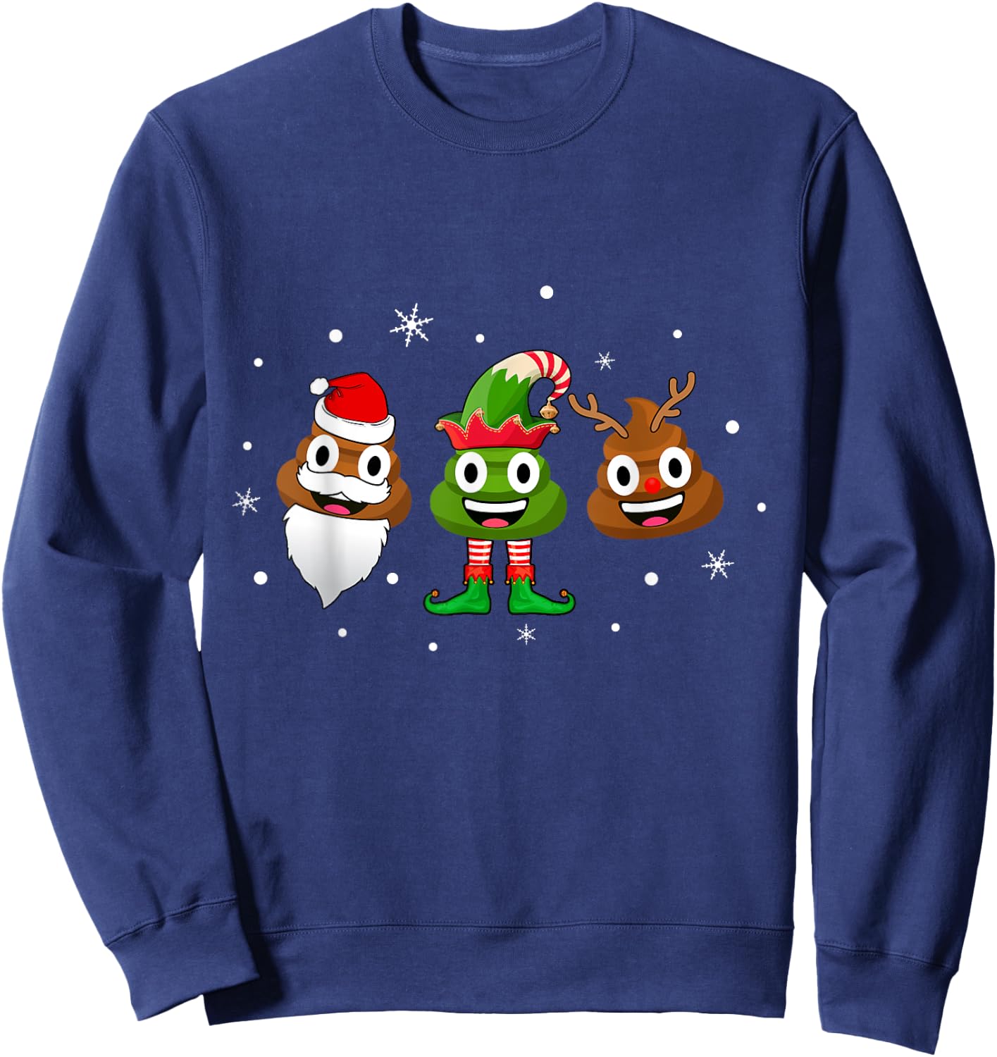 Funny Poop Santa Elf Reindeer Christmas Pajama Gift Sweatshirt - Sweatshirt | Navy