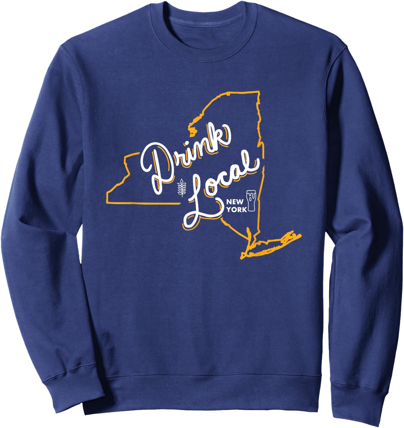 Drink Local New York State Outline Craft Beer Sweatshirt - Sweatshirt | Navy