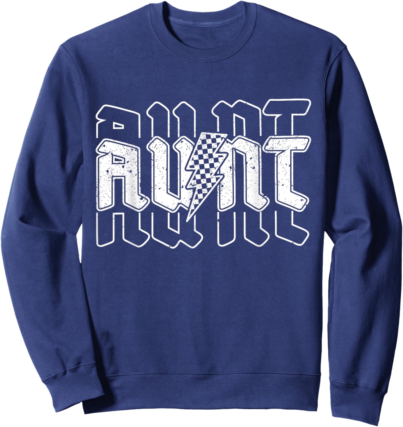 Checkered Aunt Lightning Bolt Mother's Day For Auntie Mother Sweatshirt - Sweatshirt | Navy