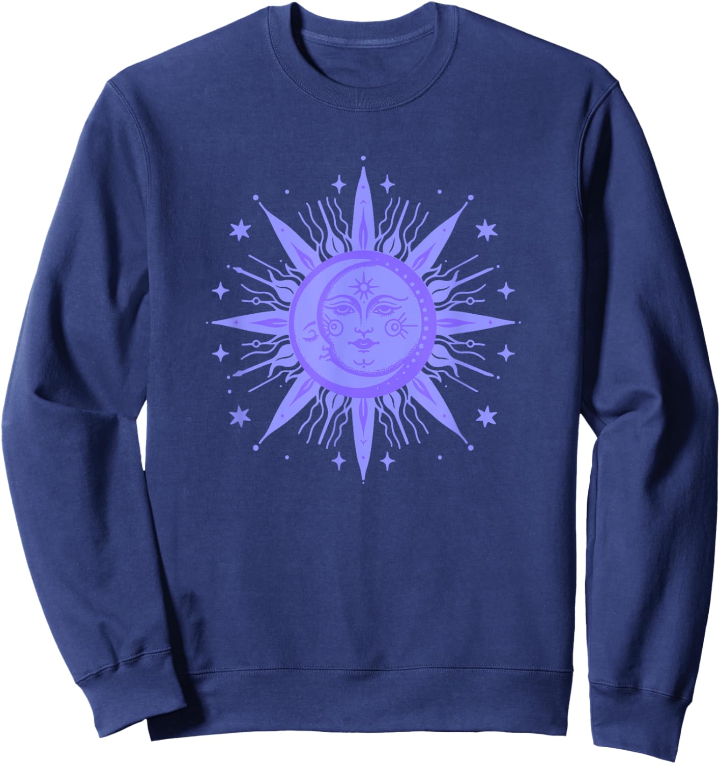 Celestial Sun and Moon Design Sweatshirt - Sweatshirt | Navy