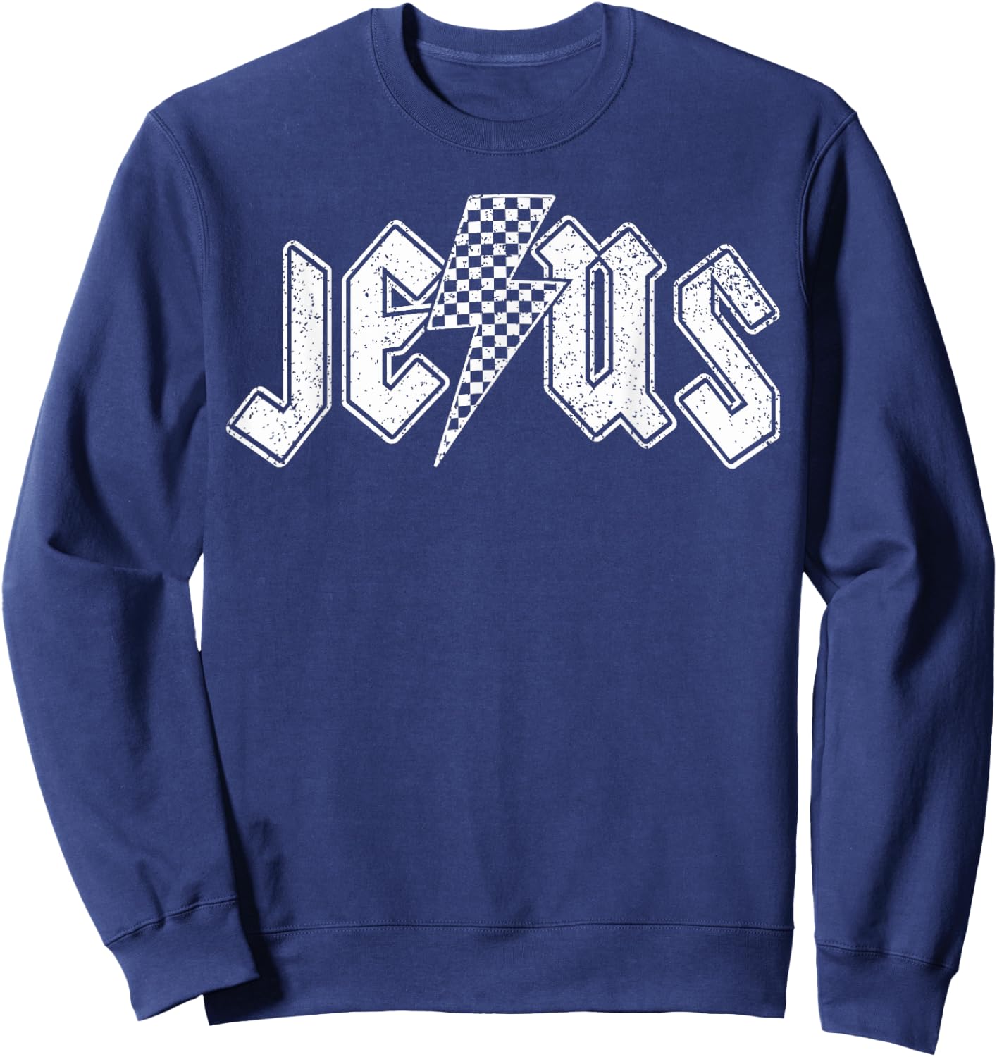 Retro Jesus Lightning Bolt Christian Design Sweatshirt - Sweatshirt | Navy