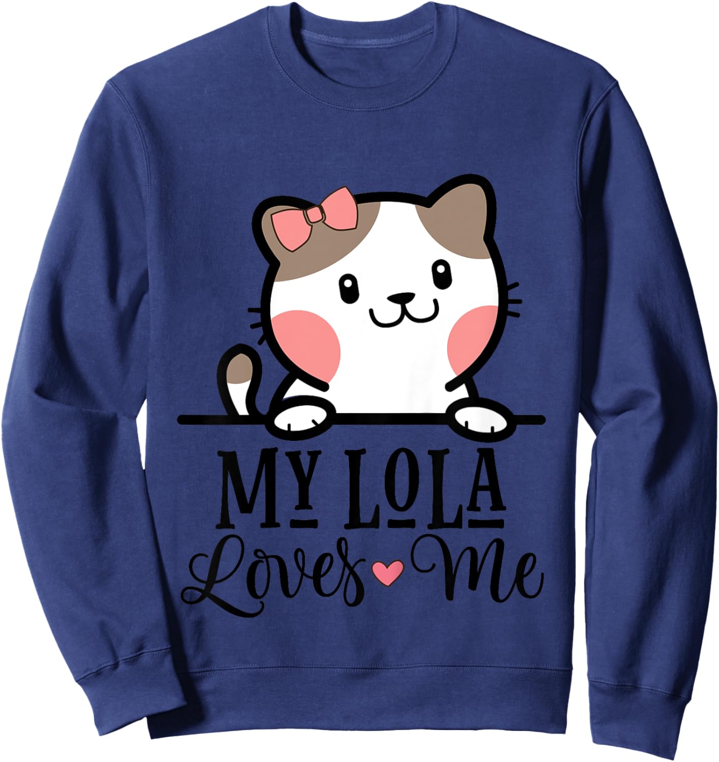 Kids My Lola Loves Me Grandkids Kitty Sweatshirt - Sweatshirt | Navy