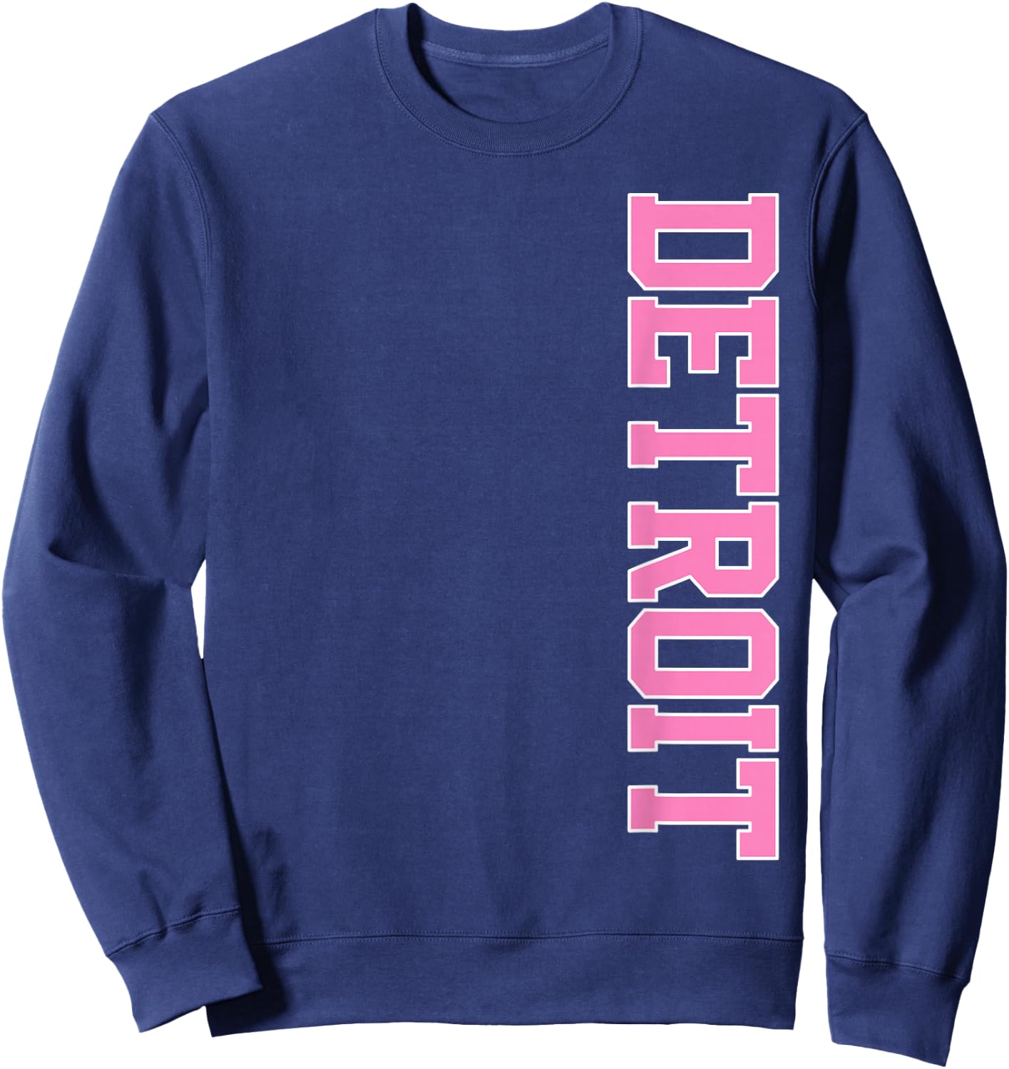 Vintage Detroit Home Pride Pink Varsity Detroit Sweatshirt - Sweatshirt | Navy
