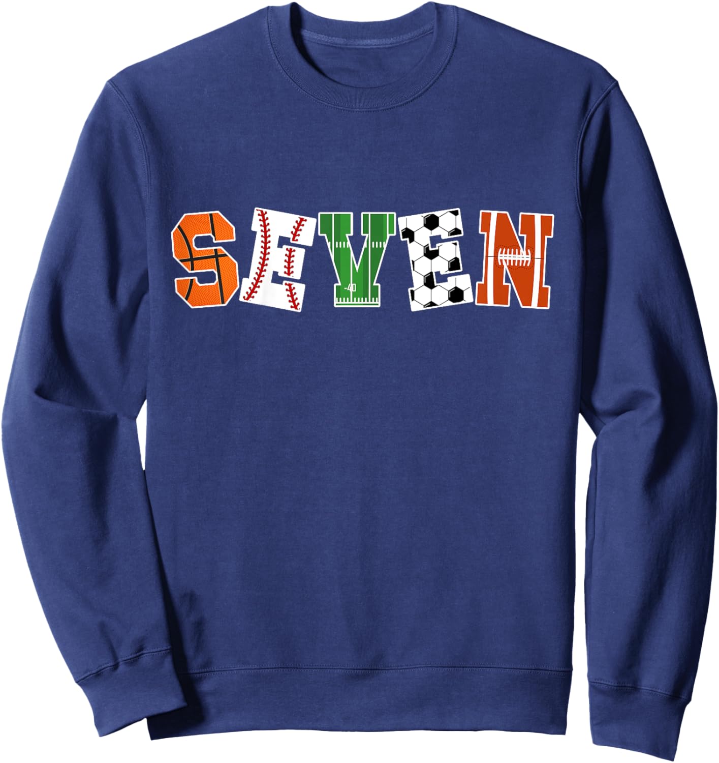 Kids 7th Birthday Sports Birthday Party 7 Year Old Boy Sweatshirt - Sweatshirt | Navy