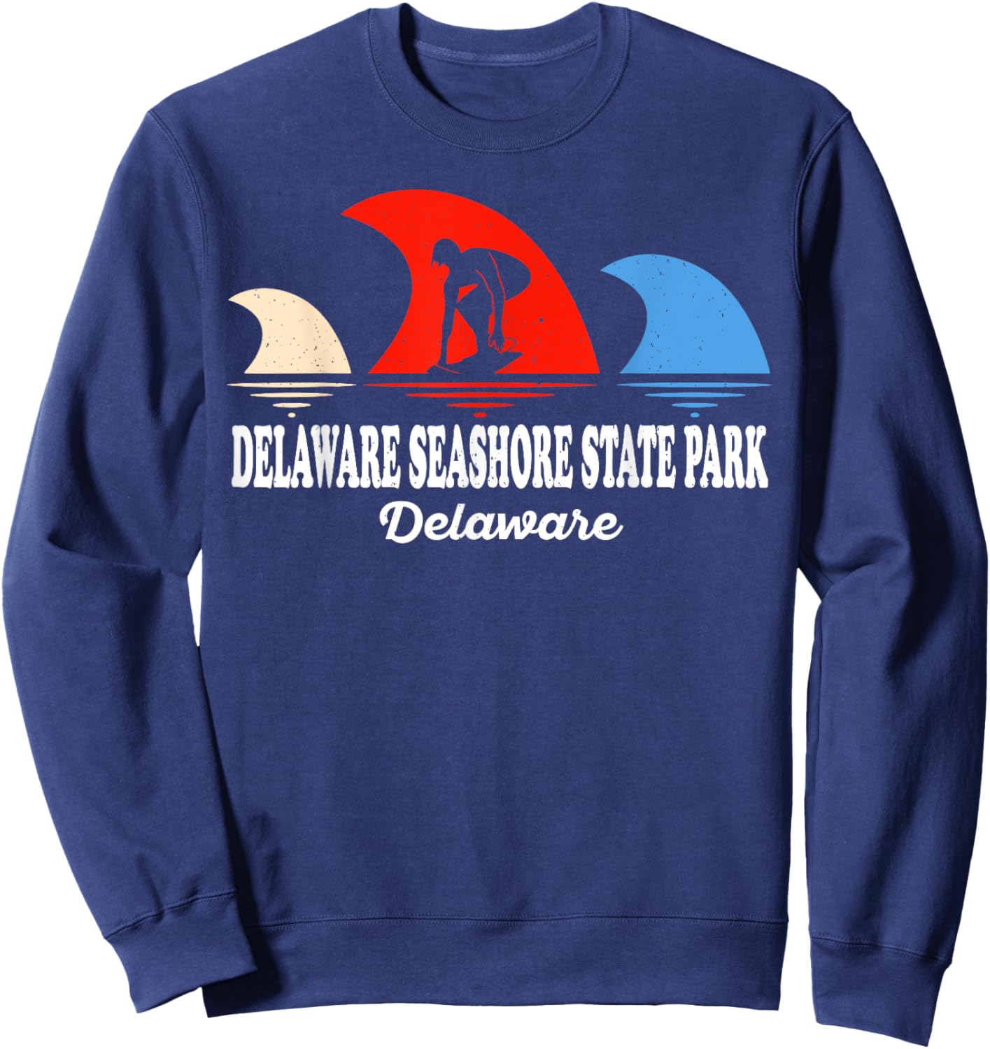 Retro Delaware Delaware Seashore State Park Surfboarding Sweatshirt - Sweatshirt | Navy