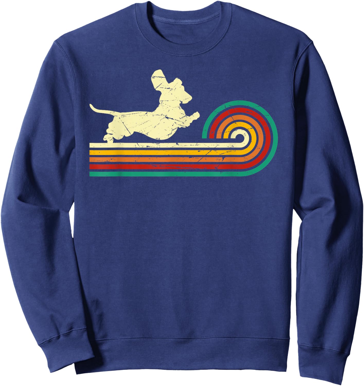 Dachshund Vintage Silhouette 60s 70s Retro Gifts Dog Lover Sweatshirt - Sweatshirt | Navy