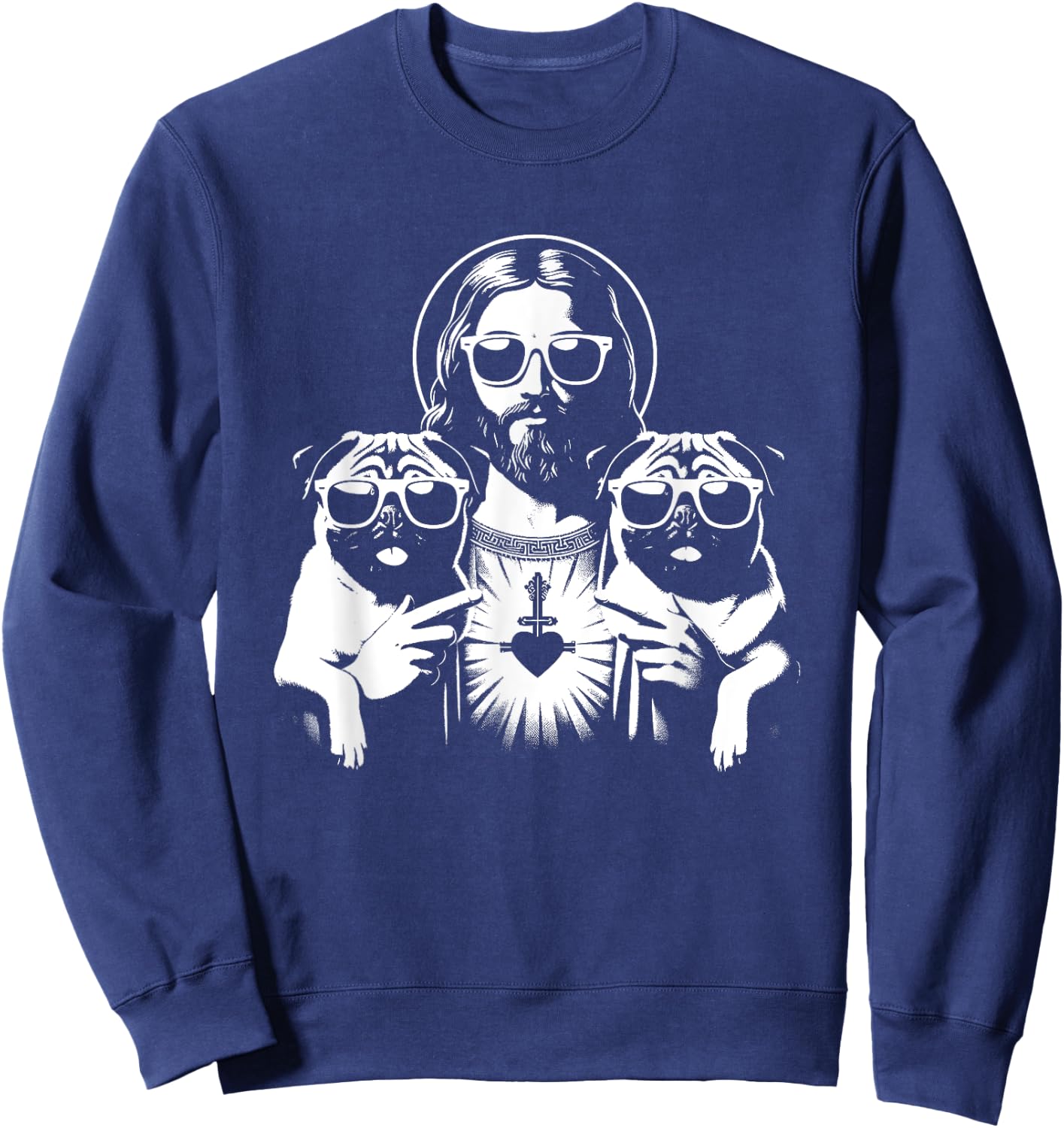 Jesus Pugs - Funny Christian Religious Dog Lover Men Women Girls Kids Sweatshirt - Sweatshirt | Navy