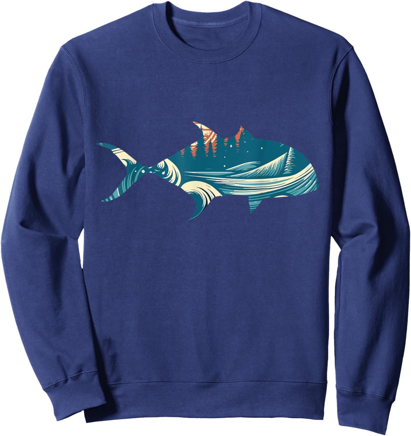 Retro Giant Trevally Fishermens Vintage Fins Sweatshirt - Sweatshirt | Navy