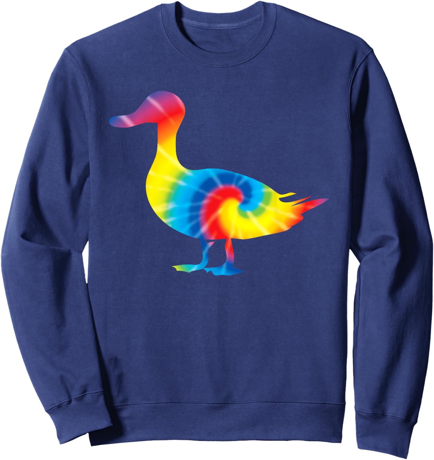 Tie Dye Duck Rainbow Print Mallard Dipper Hippie Peace Gift Sweatshirt - Sweatshirt | Navy