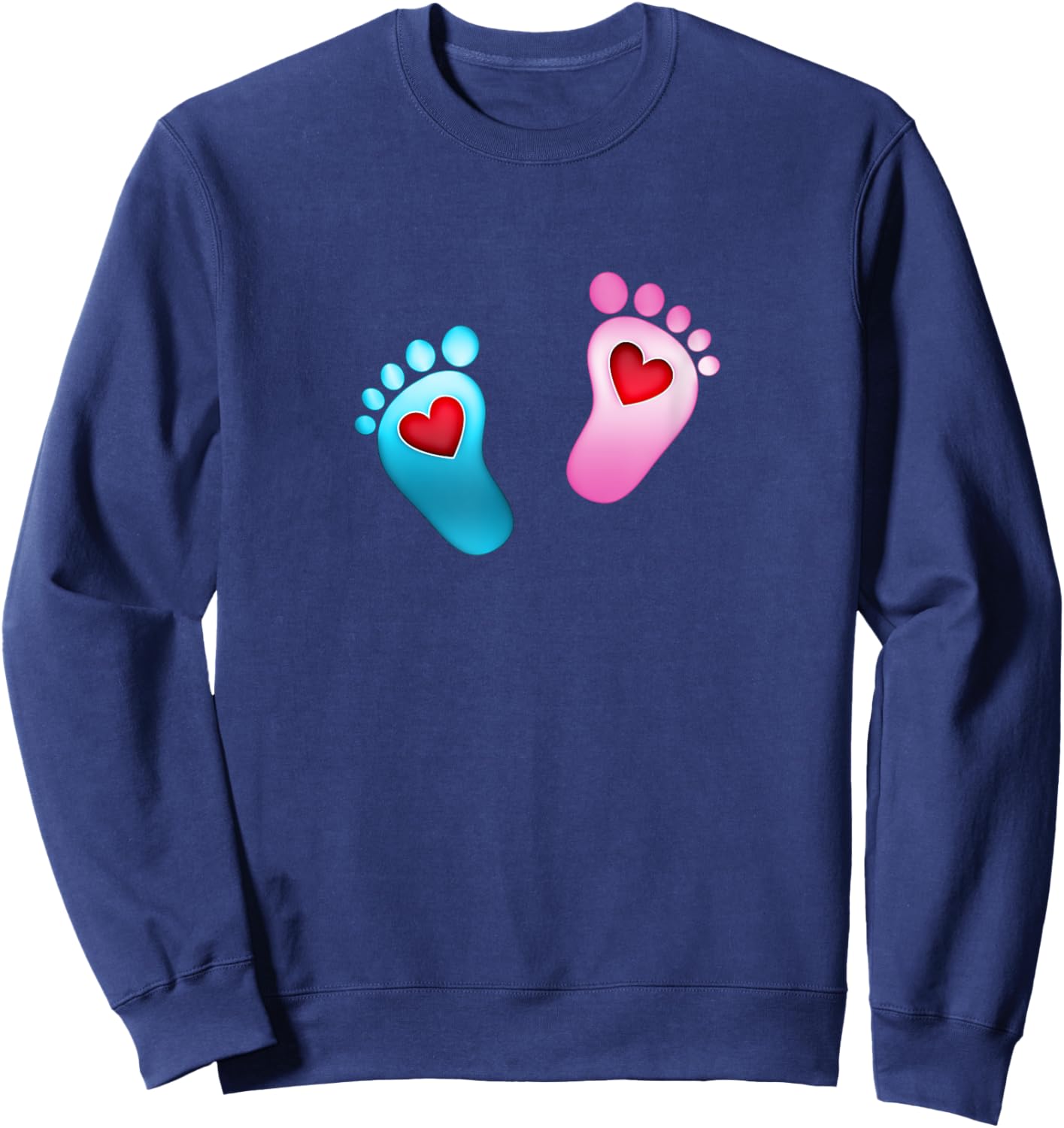 Baby footprint love heart foot feet boy girl valentine Sweatshirt - Sweatshirt | Navy