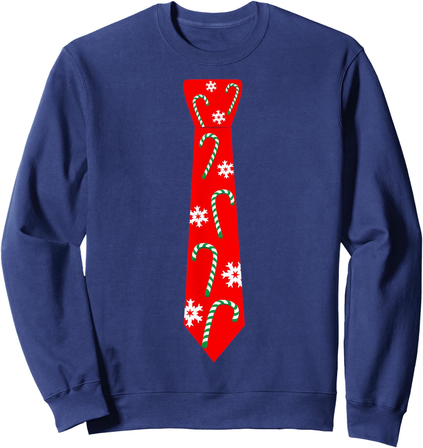 Cute Christmas Neck Tie Xmas Design Candy Cane Gift Sweatshirt - Sweatshirt | Navy