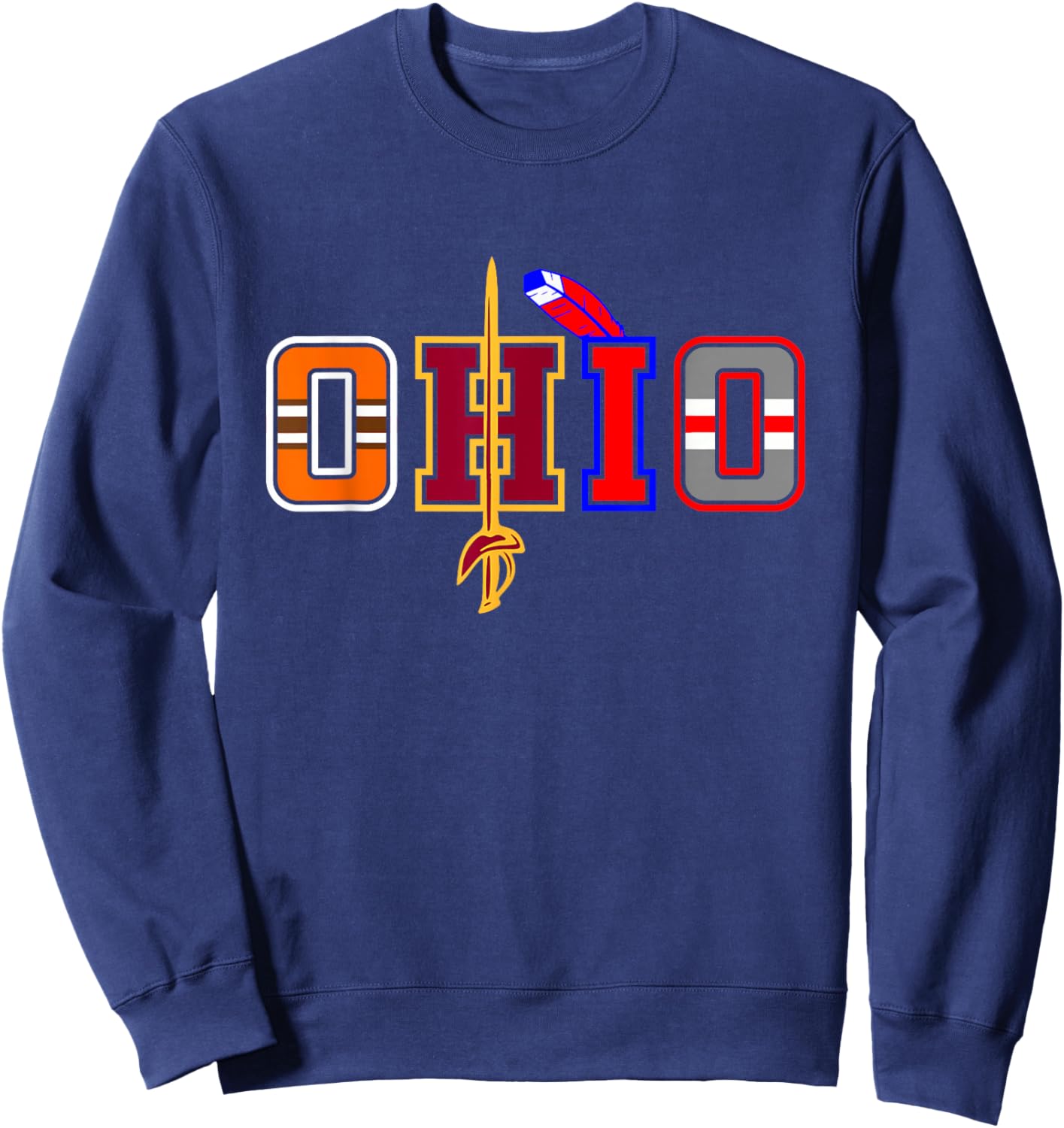 Ohio Gifts and Apparel - DressedForDuty Ohio Apparel -Adults, Kids Black Short Sleeve Modern Classic Sweatshirt - Sweatshirt | Navy