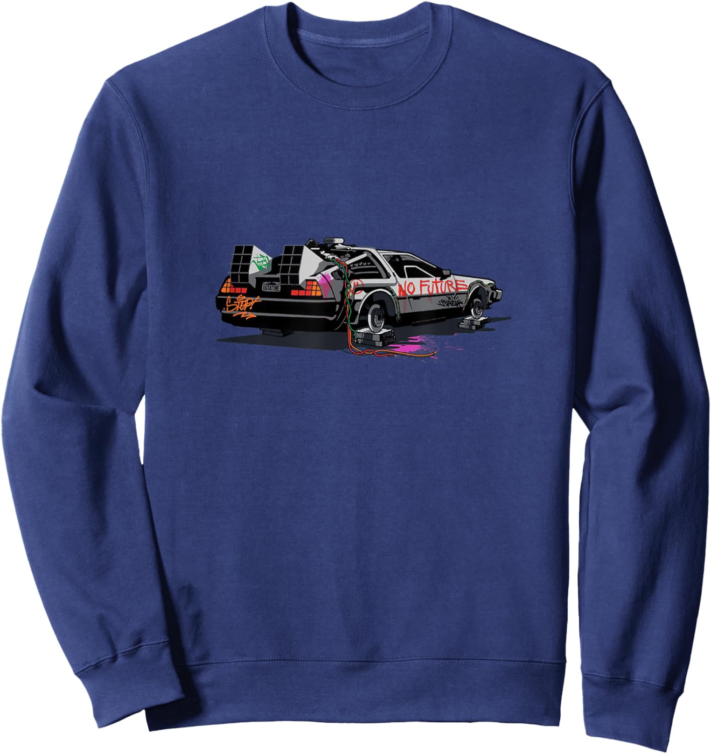 No Future De Lorean Movie Graffiti Car Geek Funny Gift Sweatshirt - Sweatshirt | Navy