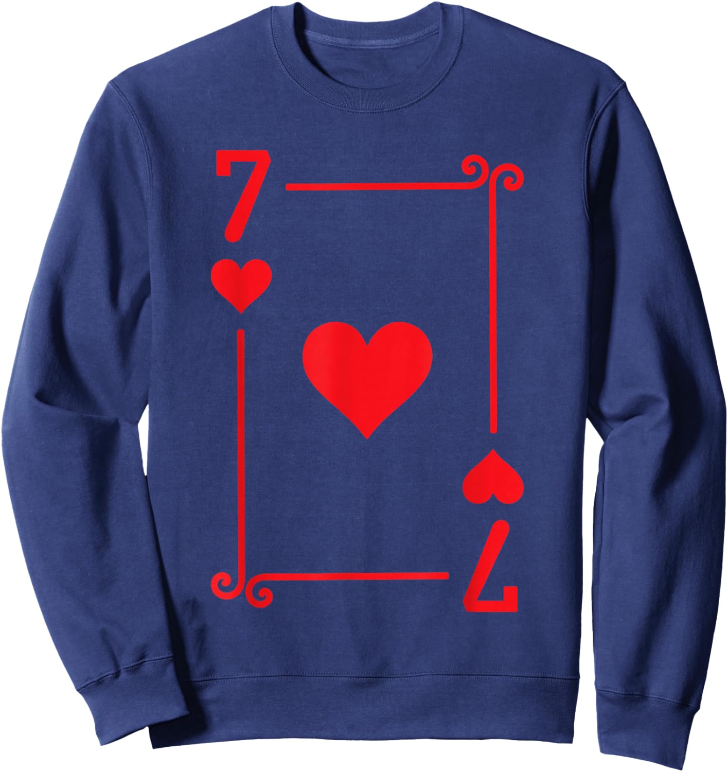 Playing Cards Costume - 7 Hearts Card - Seven Card Sweatshirt - Sweatshirt | Navy