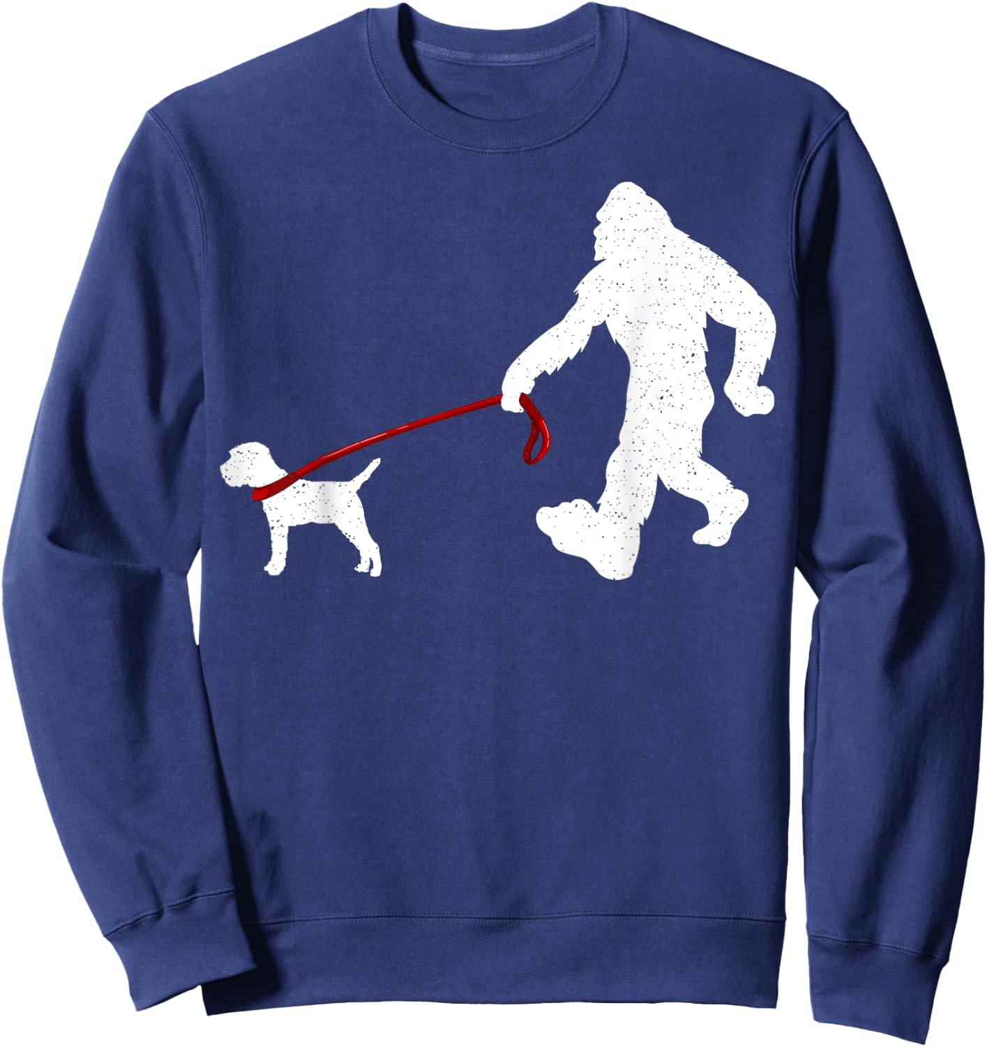Funny Bigfoot Walking With Border Terrier Dog Gifts Sweatshirt - Sweatshirt | Navy