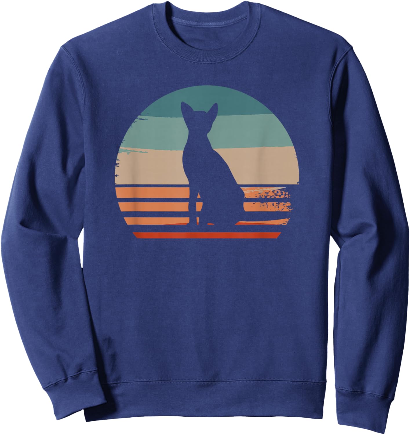 Vintage Retro Oriental Shorthair Cat Lover Sweatshirt - Sweatshirt | Navy