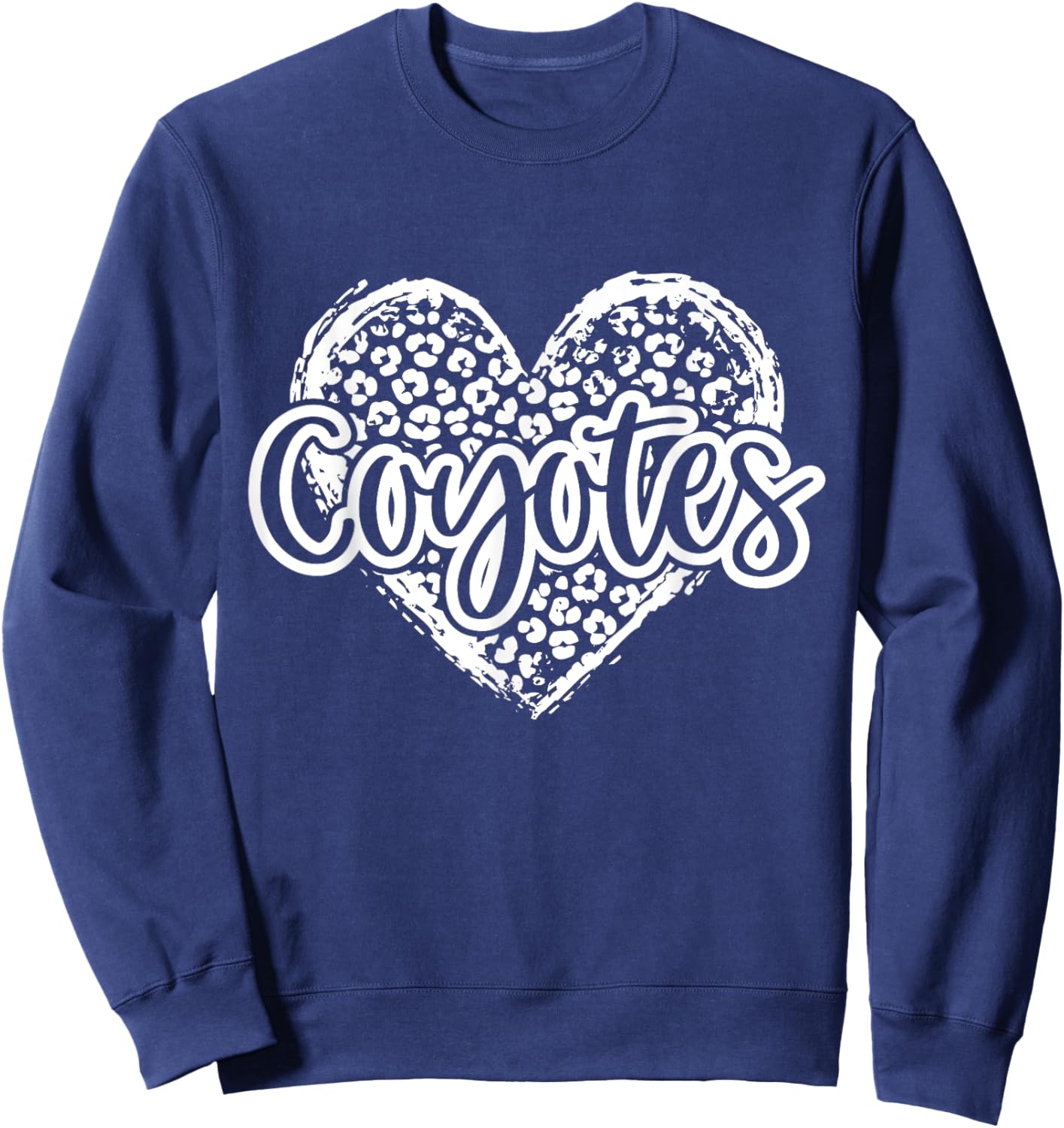 Leopard Cheetah Heart COYOTES School Spirit Top Sweatshirt - Sweatshirt | Navy