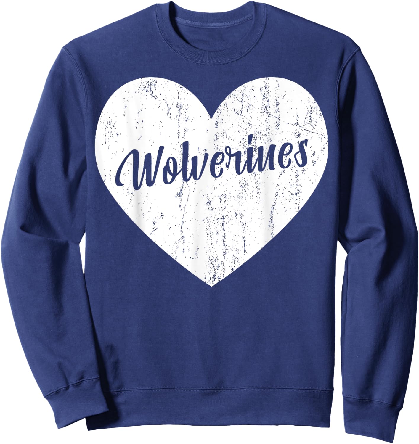 Wolverines School Sports Fan Team Spirit Mascot Heart Gift Sweatshirt - Sweatshirt | Navy