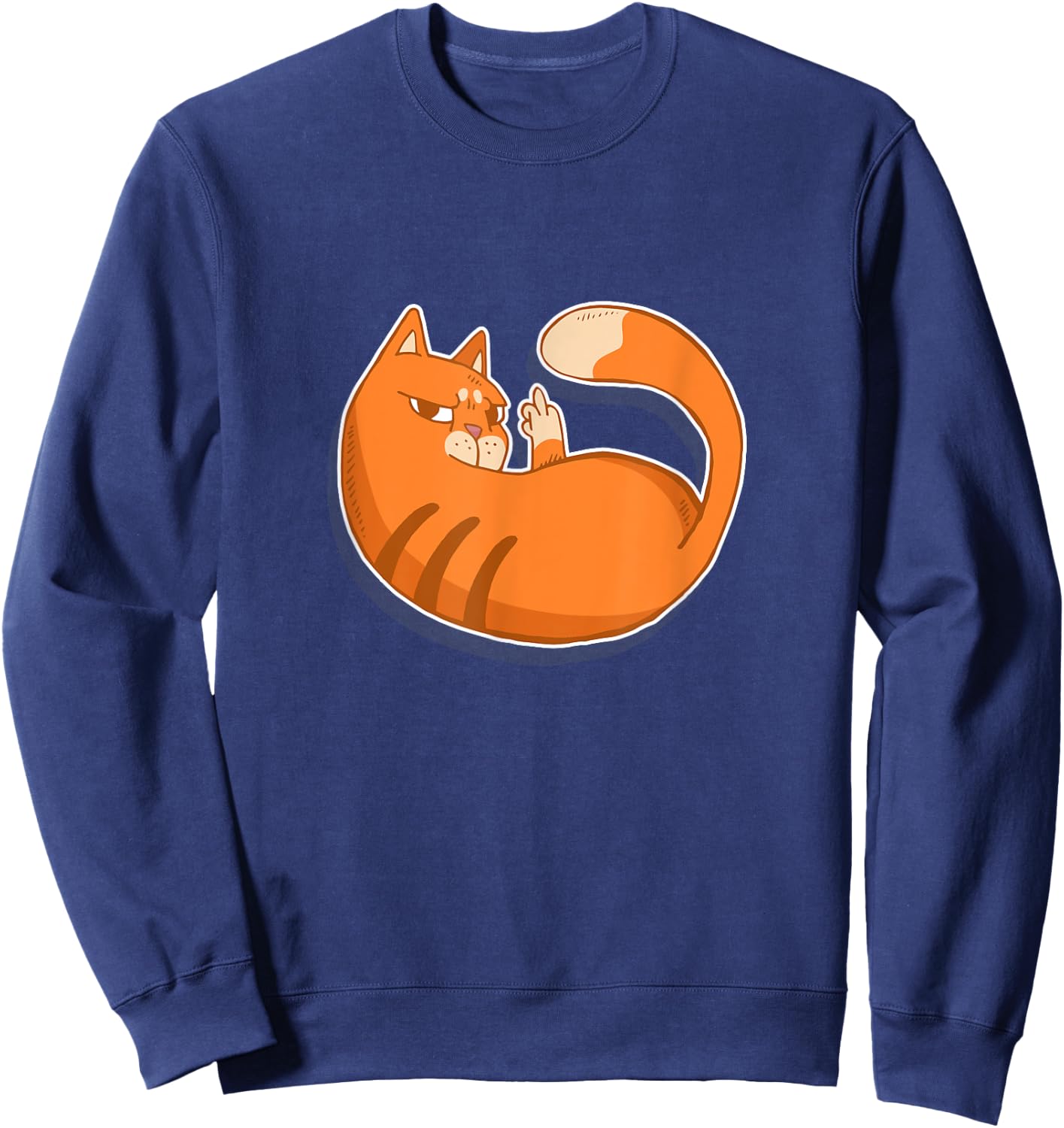 Cute Tabby Cat - Flipping Bird- Women Sweatshirt - Sweatshirt | Navy